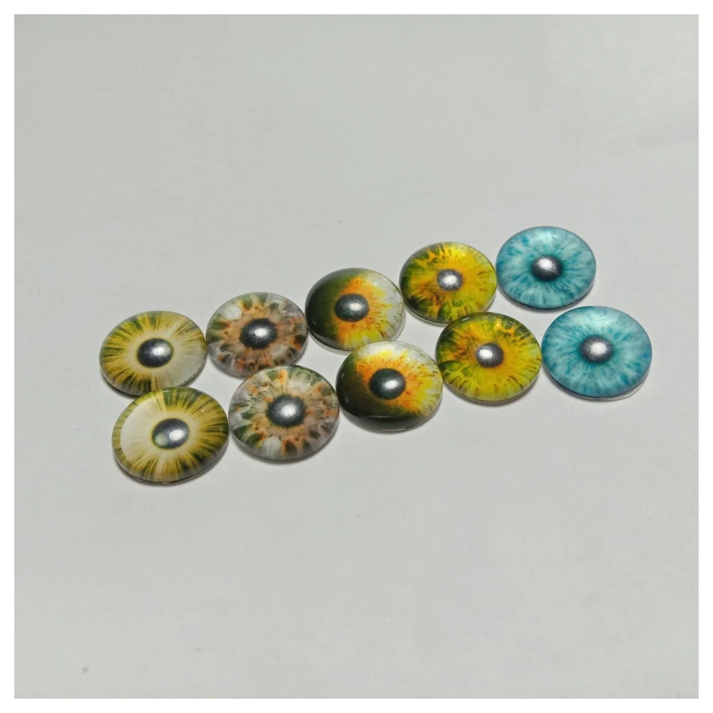10pcs Round Pupil Glass Eyes 12mm Eye Cabochon Charms Cabochon Pattern DIY Crafts - - Asia Sell