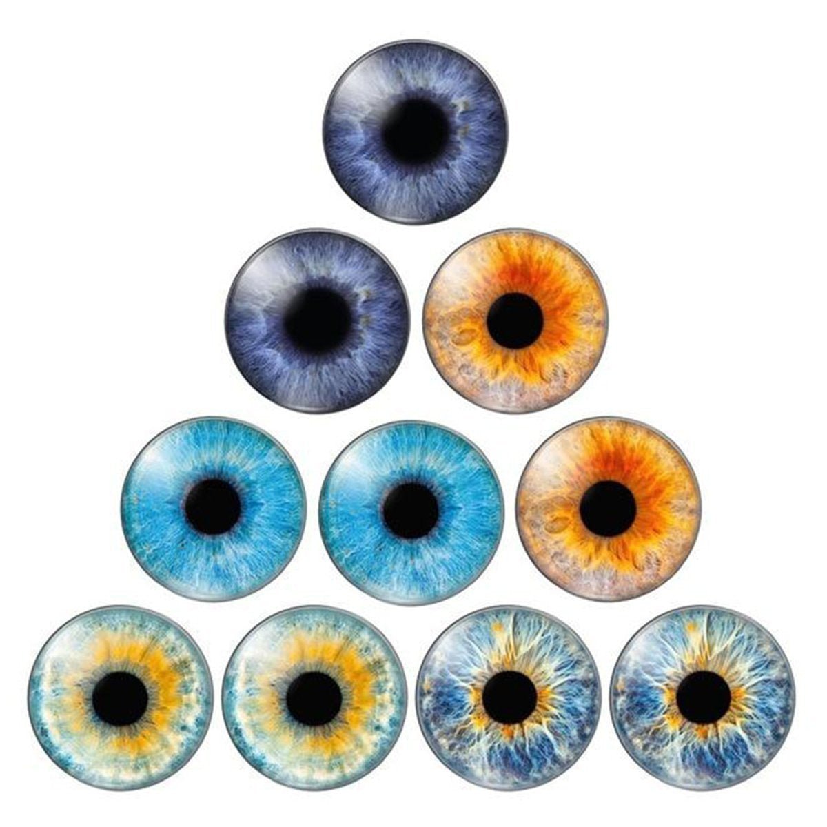 10pcs Round Pupil Glass Eyes 8-25mm Eye Cabochon Charms Cabochon Pattern Crafts - Set 1 8mm - - Asia Sell