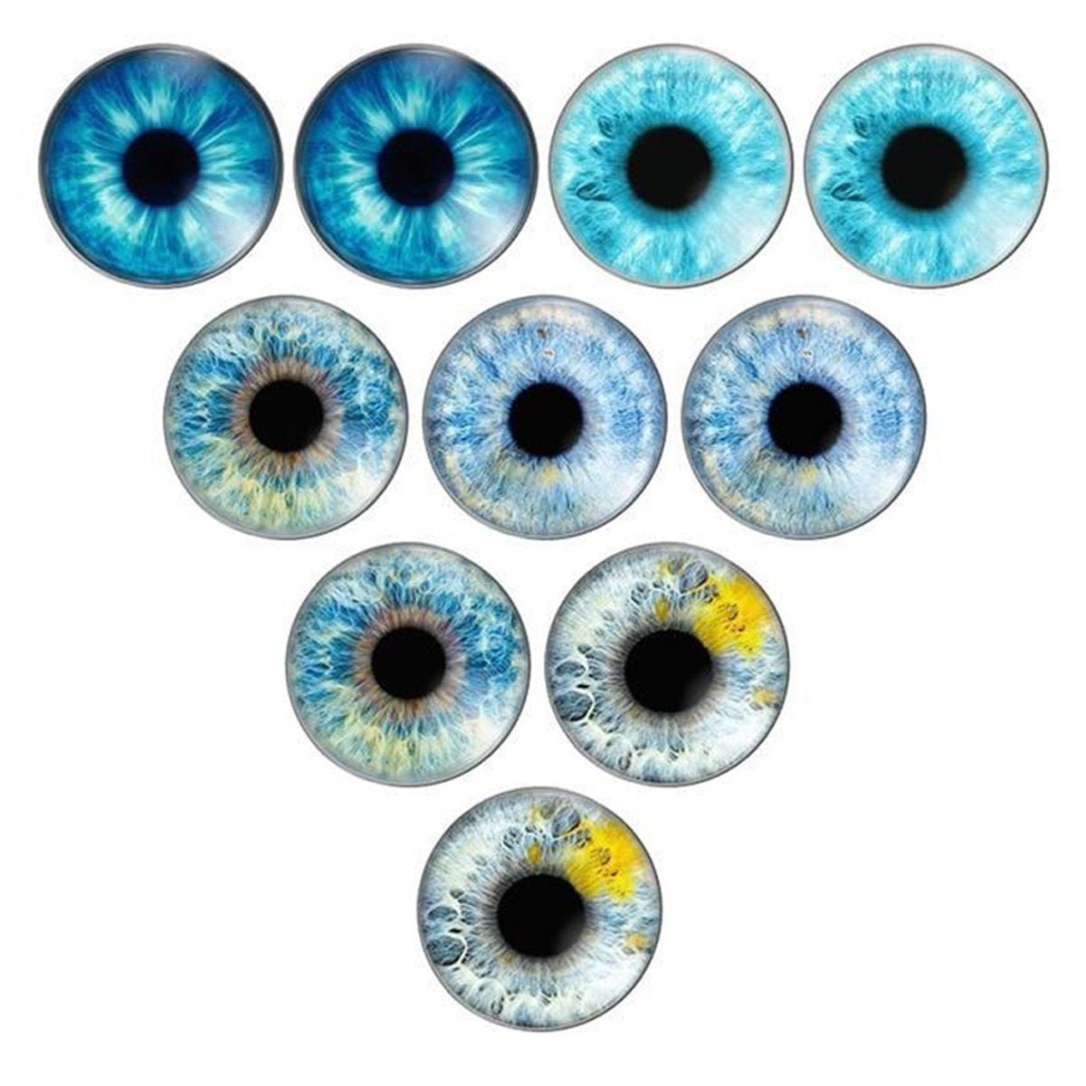 10pcs Round Pupil Glass Eyes 8-25mm Eye Cabochon Charms Cabochon Pattern Crafts - Set 2 8mm - - Asia Sell