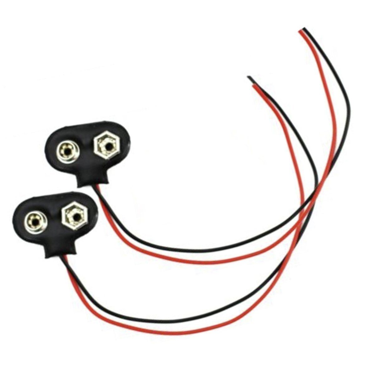 10pcs Snap on 9V Battery Holder Clip 15cm Cable Lead Hard Shell - U Shape no Plug - Asia Sell