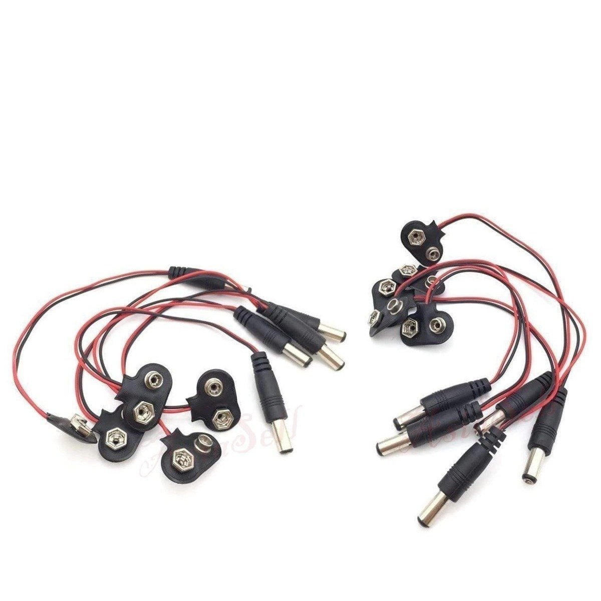 10pcs Snap on 9V Battery Holder Clip 15cm Cable Lead Hard Shell - U Shape no Plug - Asia Sell
