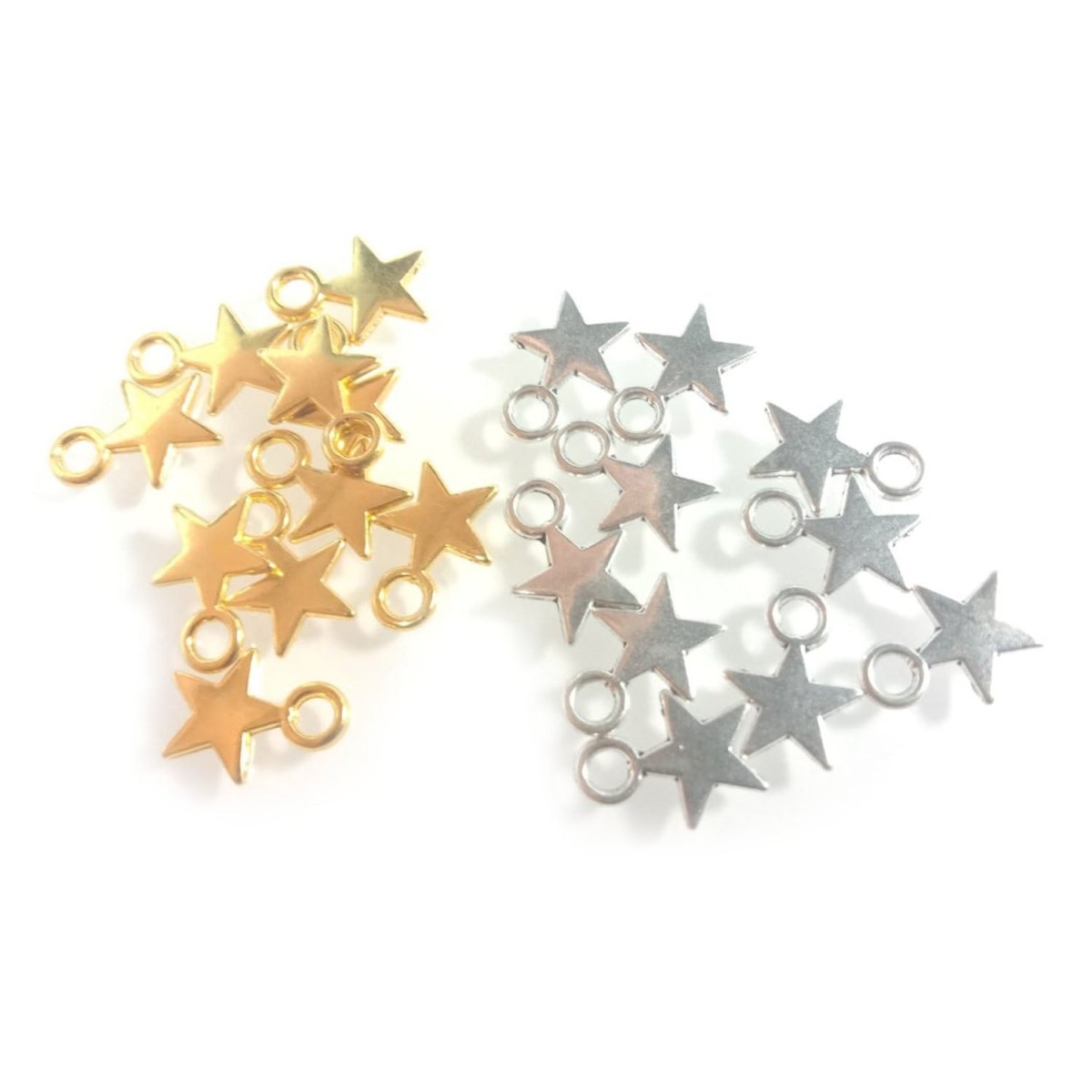 10pcs Stars Silver Gold Colour Tiny For DIY Necklaces Bracelets Pendants Charms - Silver - Asia Sell