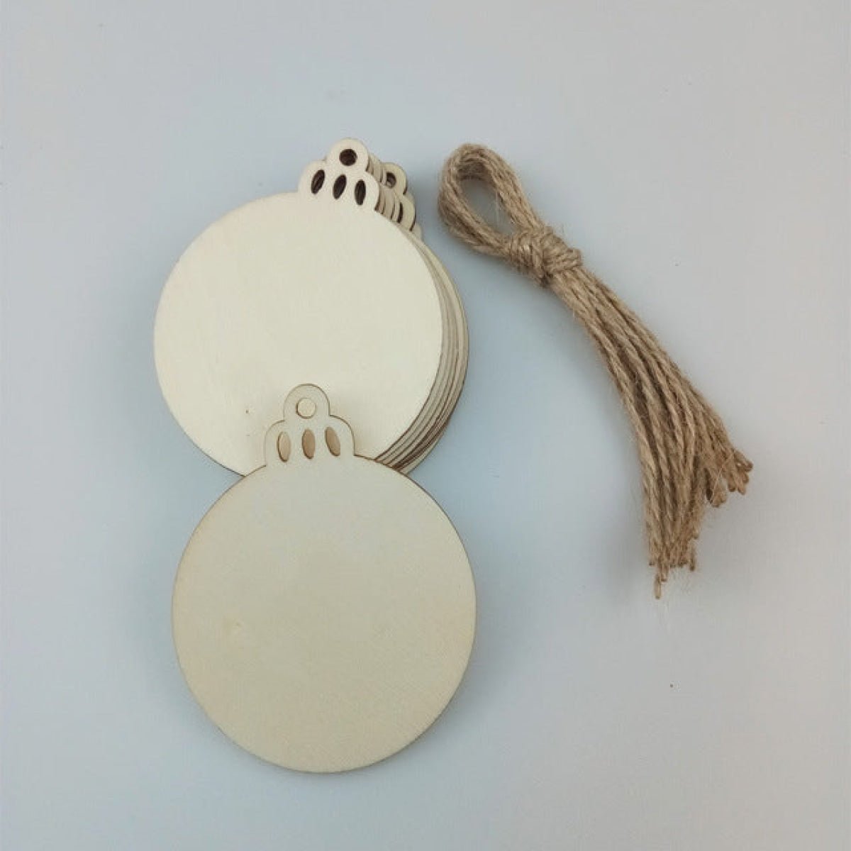 10pcs Wooden Blanks with Thread Christmas Hanging Ornament Forms Tree Bell Star Bauble Snowflake for DIY Craft - Christmas Bauble - Asia Sell