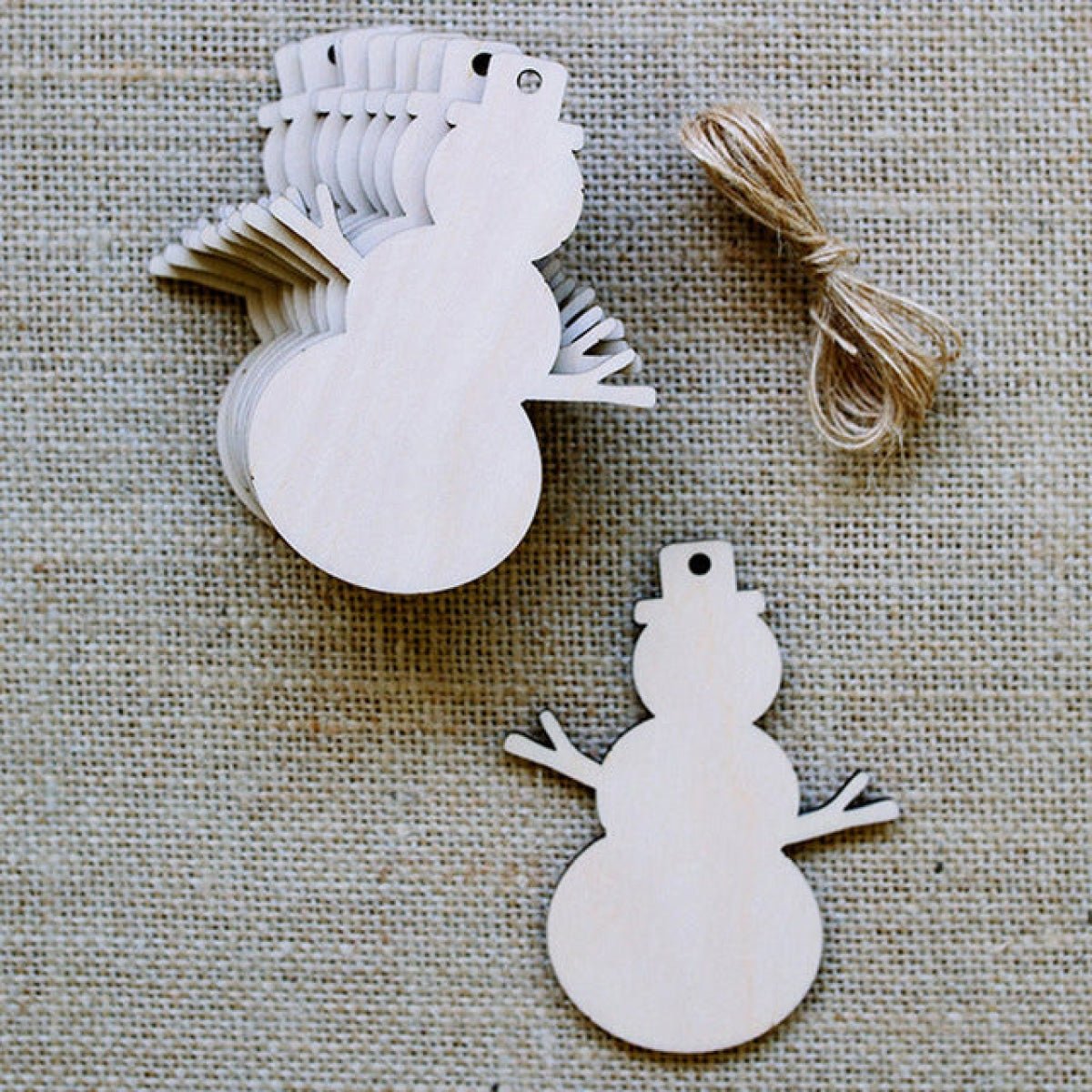 10pcs Wooden Blanks with Thread Christmas Hanging Ornament Forms Tree Bell Star Bauble Snowflake for DIY Craft - Christmas Sock - Asia Sell