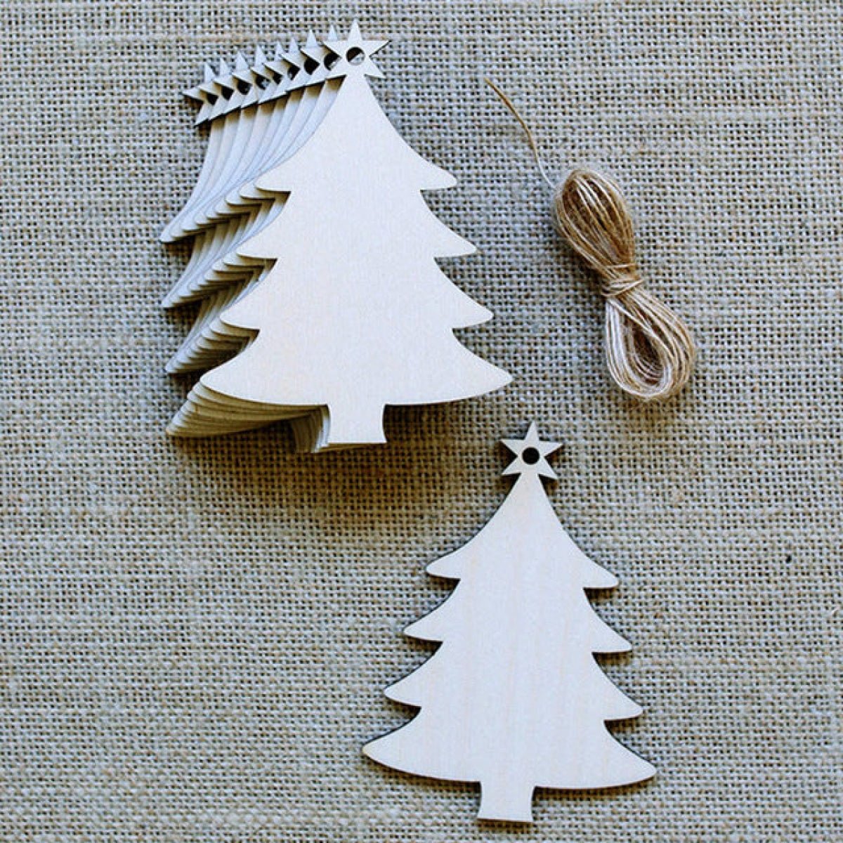 10pcs Wooden Blanks with Thread Christmas Hanging Ornament Forms Tree Bell Star Bauble Snowflake for DIY Craft - Christmas Tree Star of Bethlehem - Asia Sell