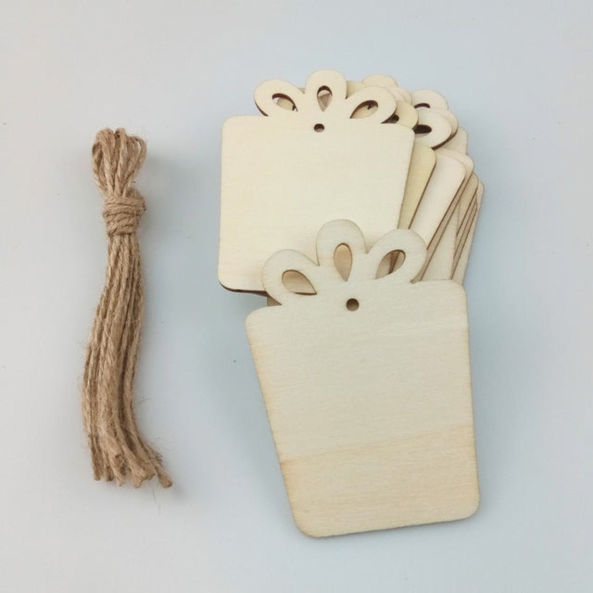 10pcs Wooden Blanks with Thread Christmas Hanging Ornament Forms Tree Bell Star Bauble Snowflake for DIY Craft - Moose Head - Asia Sell