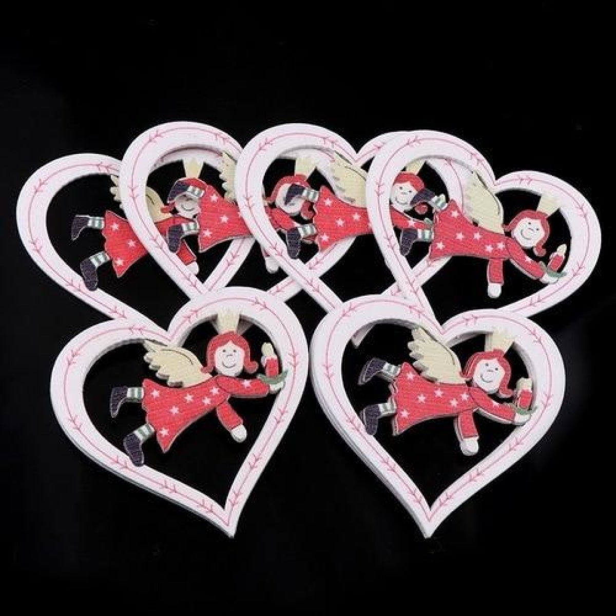 10pcs Wooden DIY Christmas Tree Hanging Ornaments Pendant Bells Santa Claus Christmas Decorations - Angel Heart - Asia Sell