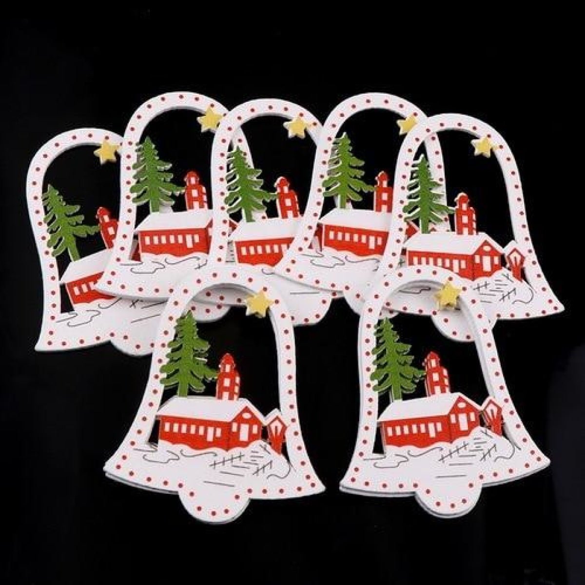 10pcs Wooden DIY Christmas Tree Hanging Ornaments Pendant Bells Santa Claus Christmas Decorations - Factory Bell - Asia Sell