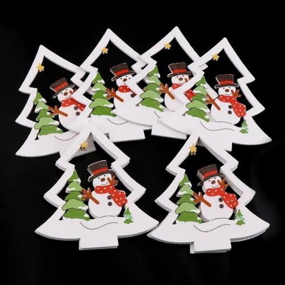 10pcs Wooden DIY Christmas Tree Hanging Ornaments Pendant Bells Santa Claus Christmas Decorations - Snowman Tree - Asia Sell