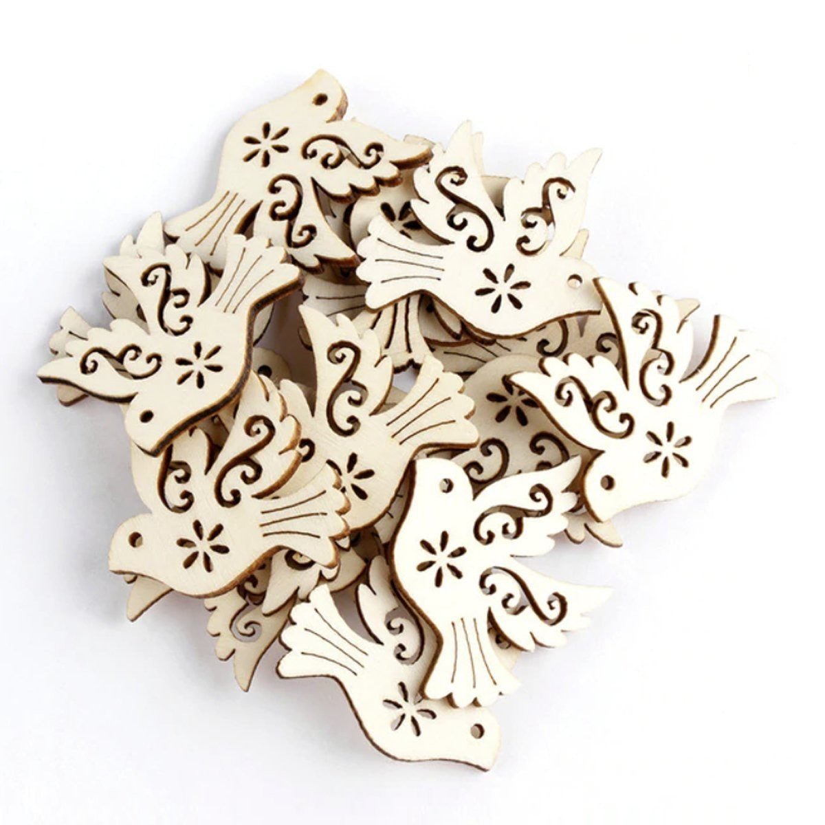 10pcs Wooden Doves Birds Craft Scrapbook Wood Pieces Decorations Chic Wedding Party Table Decorations Valentine's Day - - Asia Sell