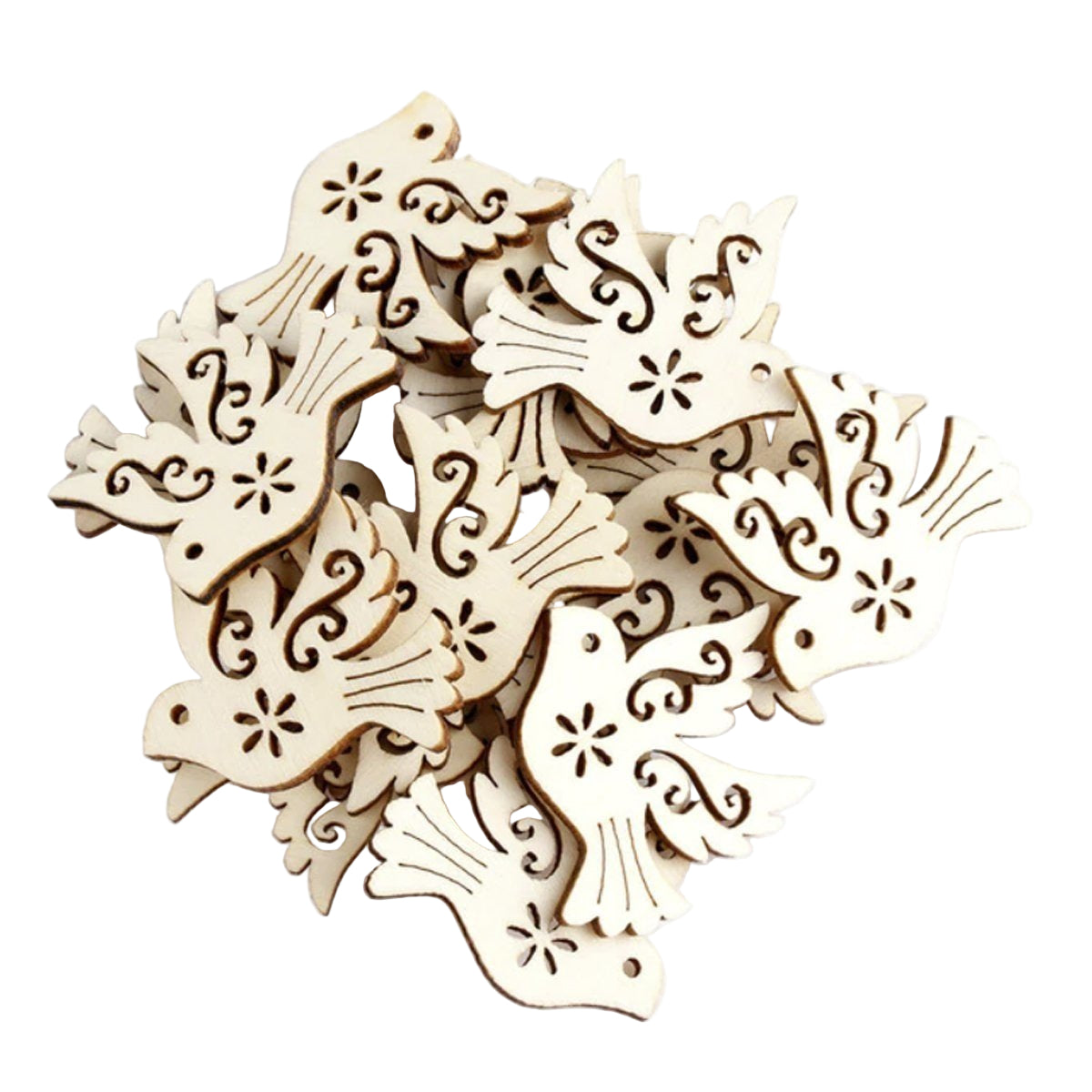 10pcs Wooden Doves Birds Craft Scrapbook Wood Pieces Decorations Chic Wedding Party Table Decorations Valentine's Day - - Asia Sell