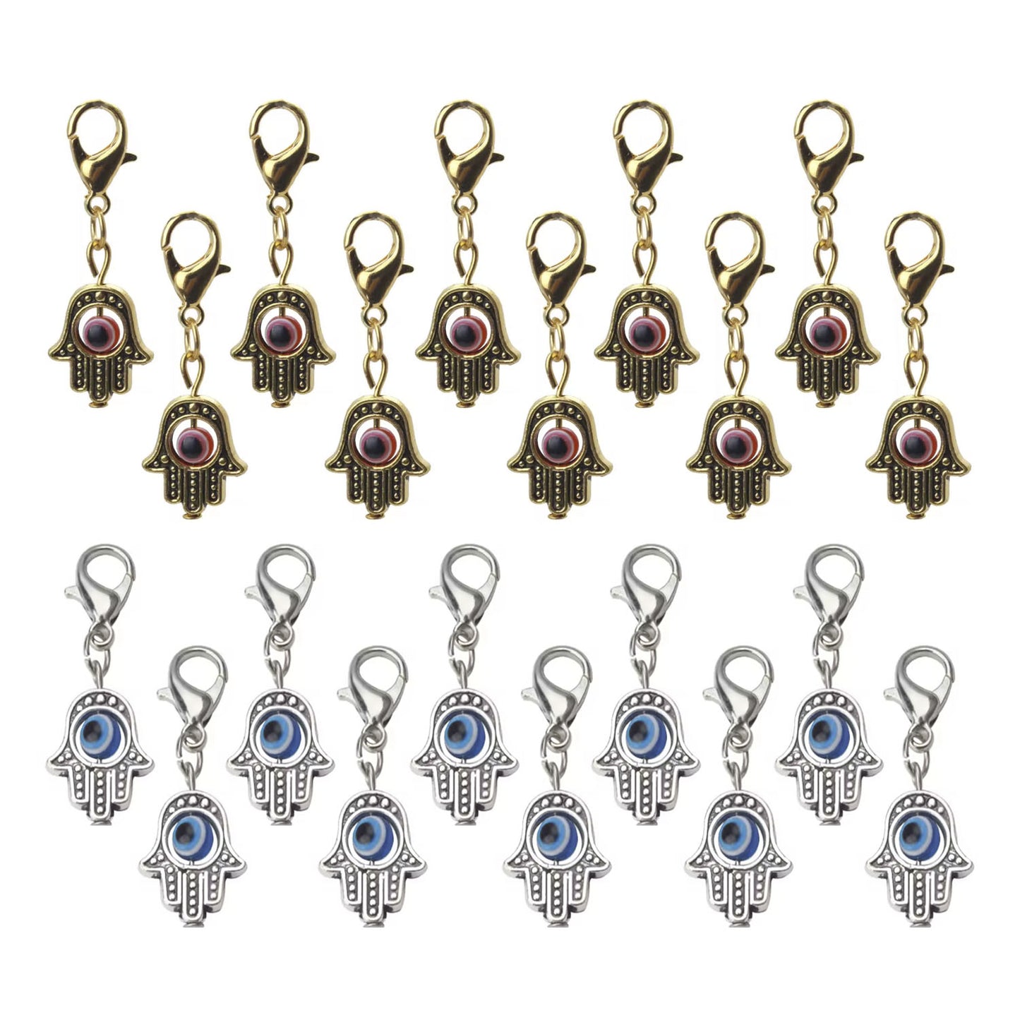 10pcs 35x13mm Beads Hamsa Hand Charms Pendent Lobster Clasp Pendant Key Chain Red Blue Silver Gold Jewellery Accessories | Main Image