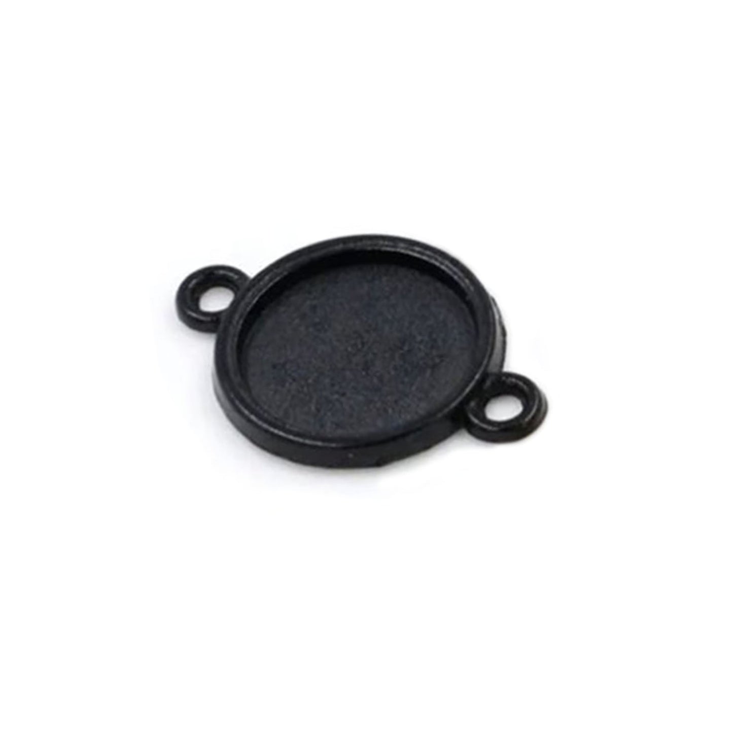 10pcs Cabochon Bases 10mm Charms Pendant Metal | Black Double Loop | Asia Sell