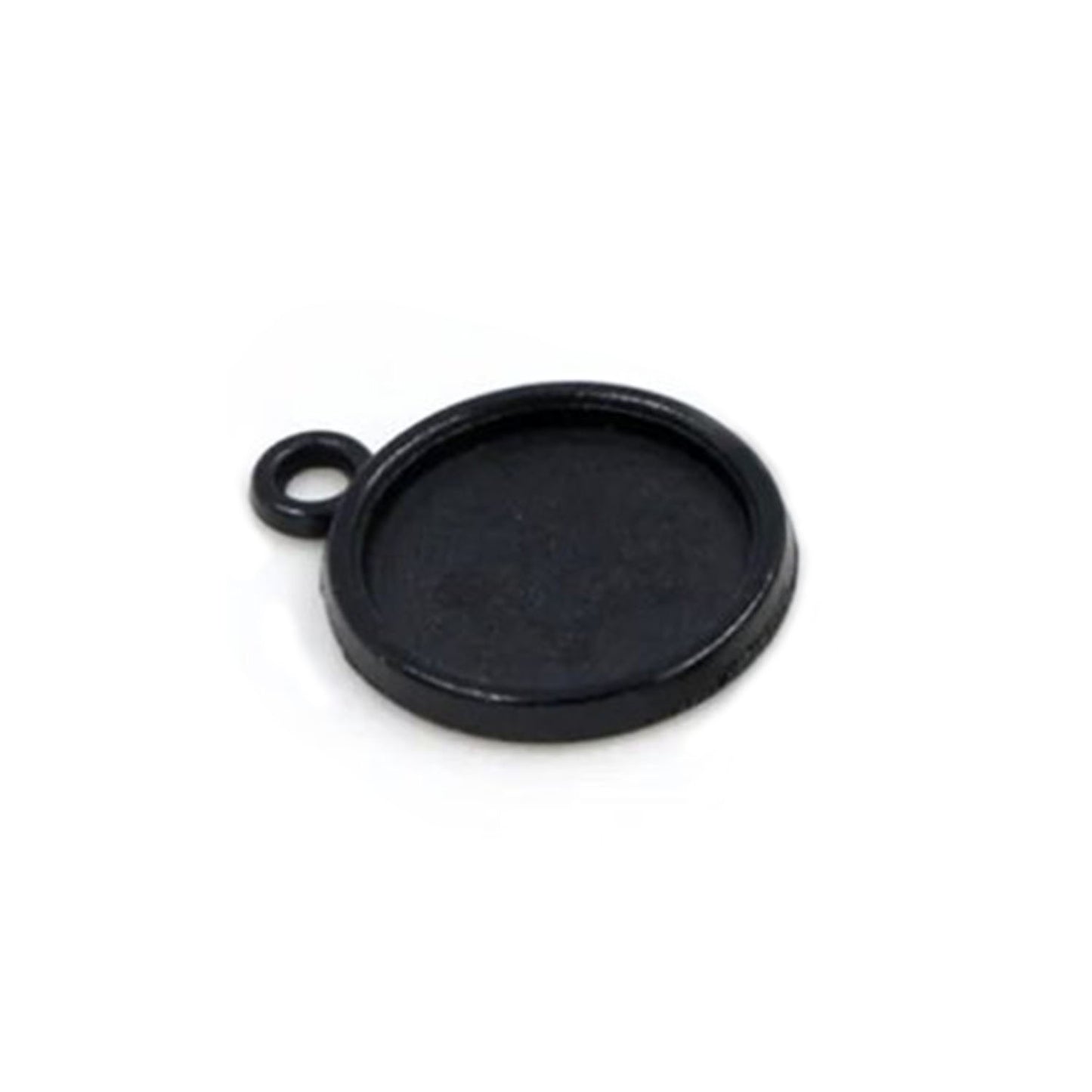 10pcs Cabochon Bases 10mm Charms Pendant Metal | Black Single Loop | Asia Sell