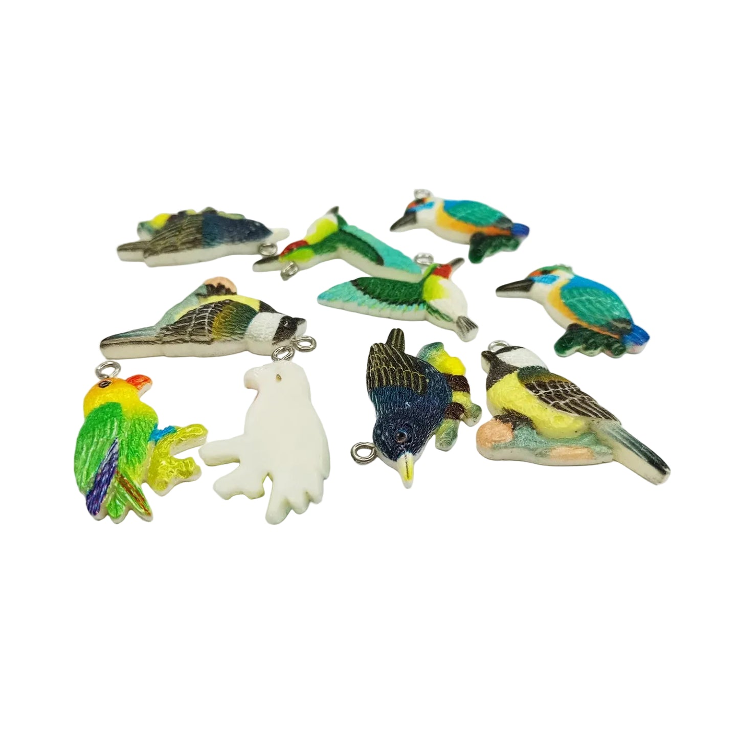 10pcs Figurine Birds Resin Charms 34mm Flatback Jewellery Findings Necklace Pendant