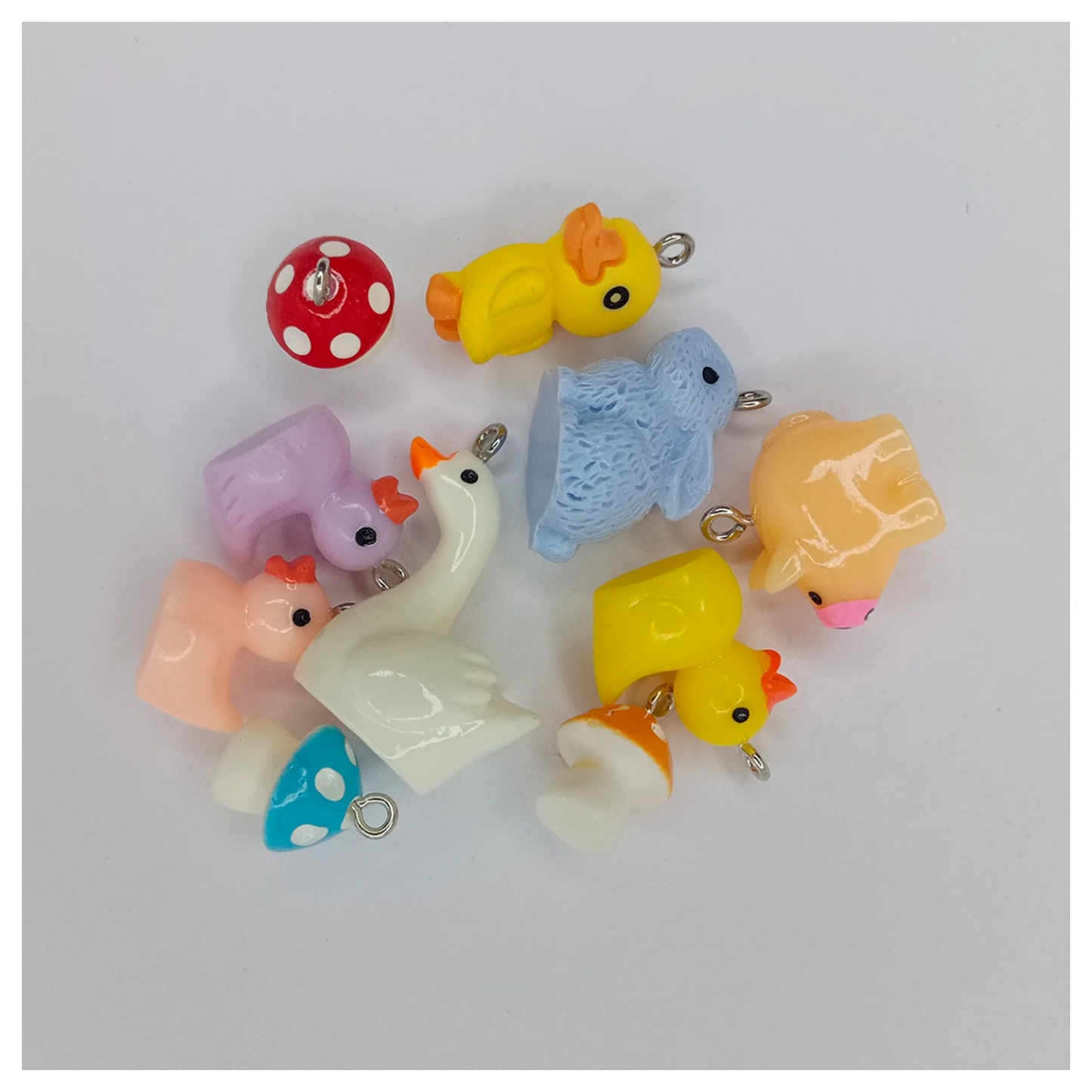 10pcs Miniature Mini Garden Animal Figurines Charms with Loop Pendant Craft - Pigs - Asia Sell