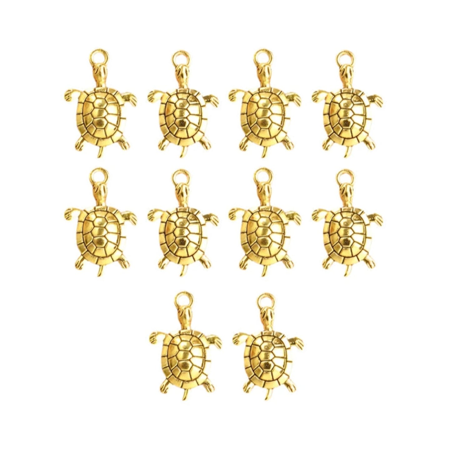 10pcs Retro Turtle Shape Alloy Charms Marine Style Necklace Earrings Cute Animal Pendants for DIY Creative Personality Trinkets | Gold | Asia Sell