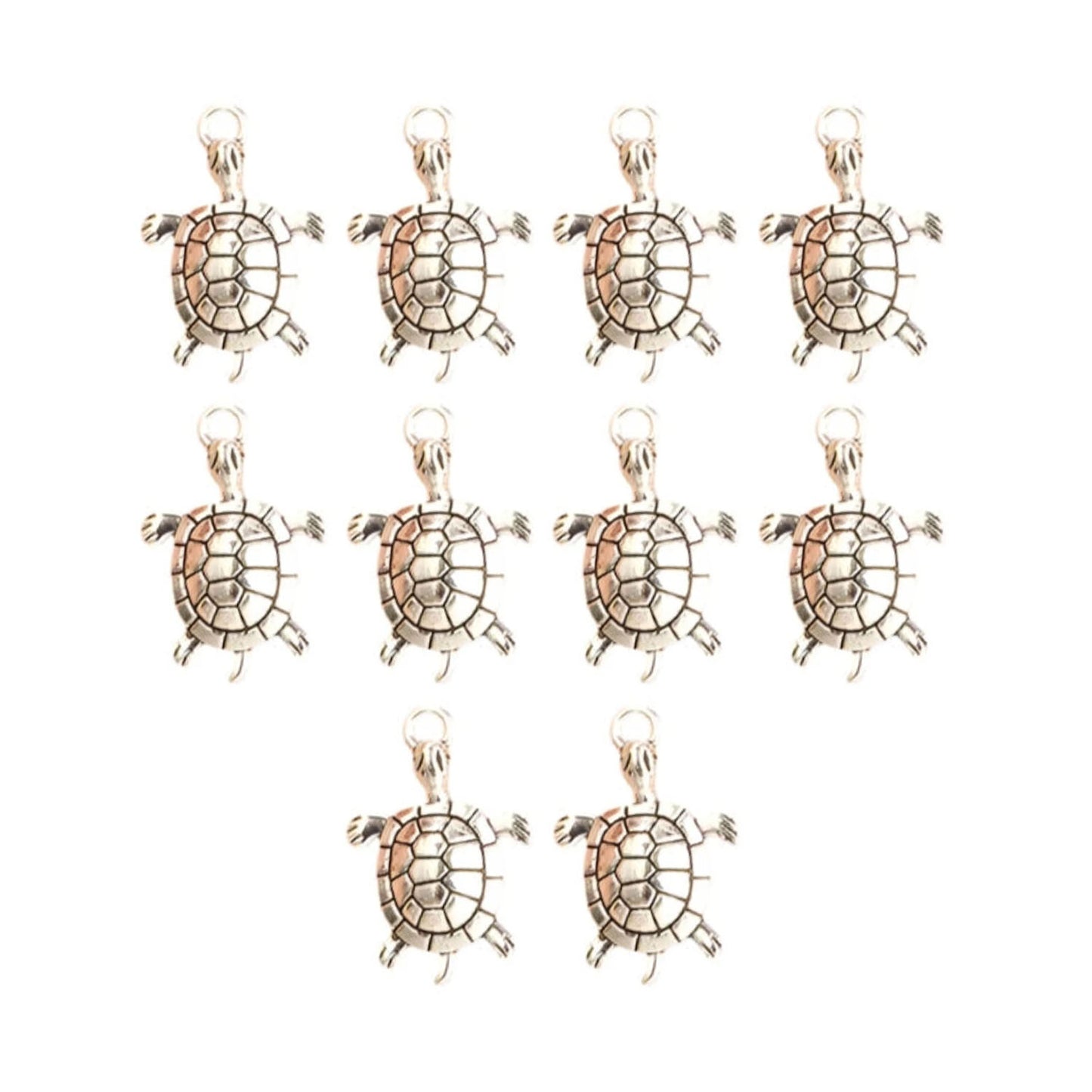 10pcs Retro Turtle Shape Alloy Charms Marine Style Necklace Earrings Cute Animal Pendants for DIY Creative Personality Trinkets | Silver | Asia Sell