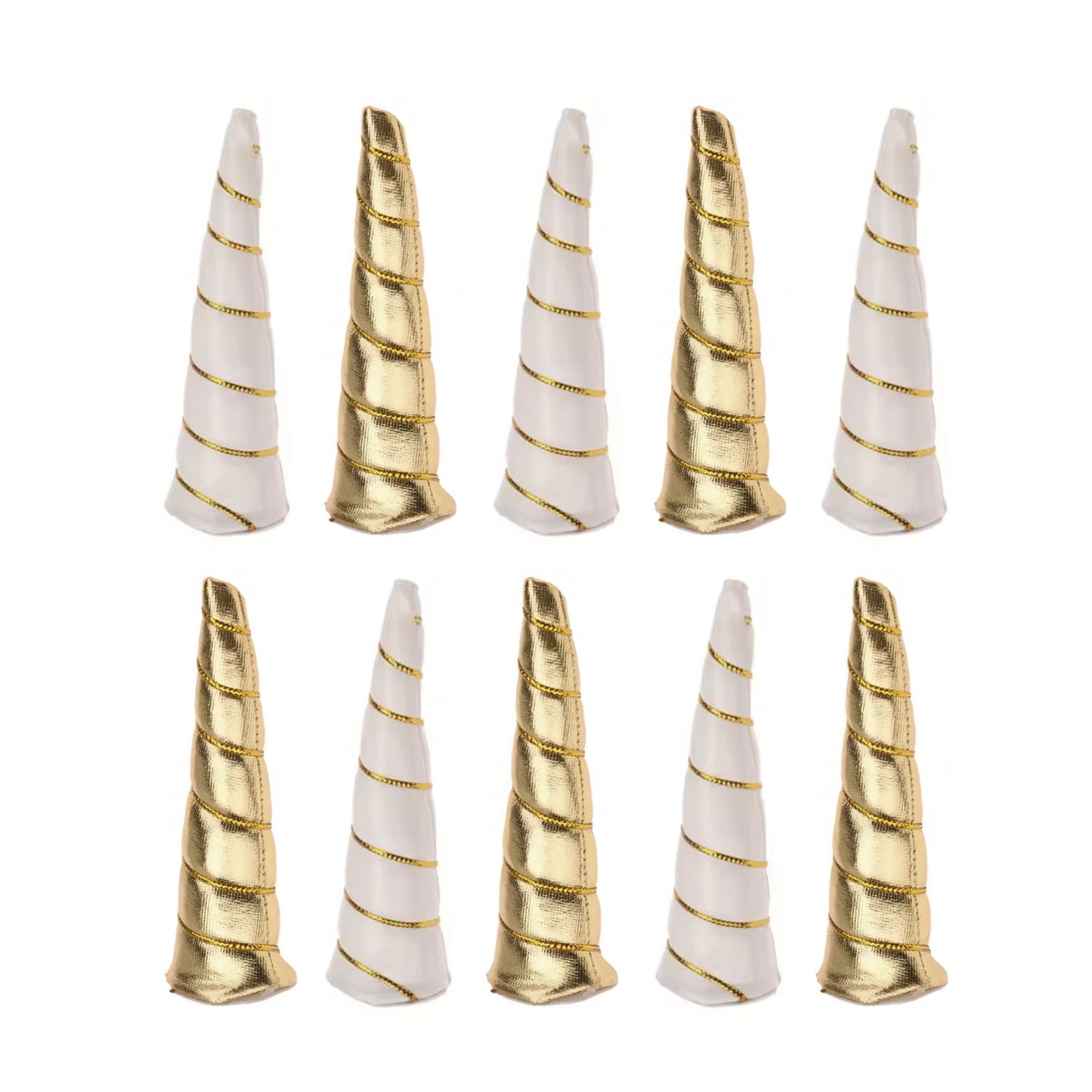 10pcs Unicorn Horns DIY Horn Headband Rainbow No String 10cm Gold White Party Craft Costume Mask Toy