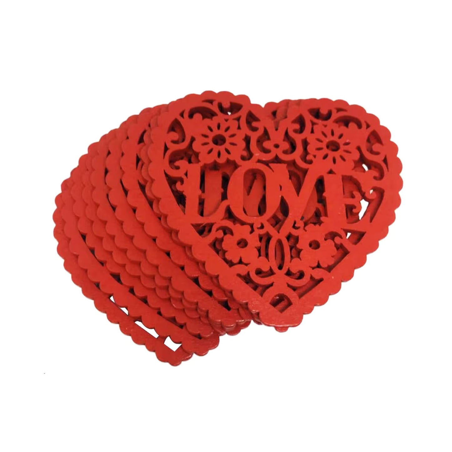 5/10pcs Wooden Hearts Painted Laser Cut Wooden Forms Love Theme 80mm Crafts Decorations