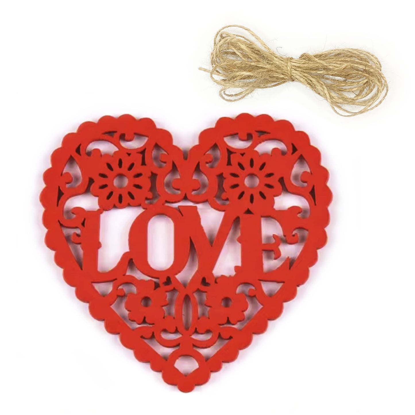 5/10pcs Wooden Hearts Painted Laser Cut Wooden Forms Love Theme 80mm Crafts Decorations