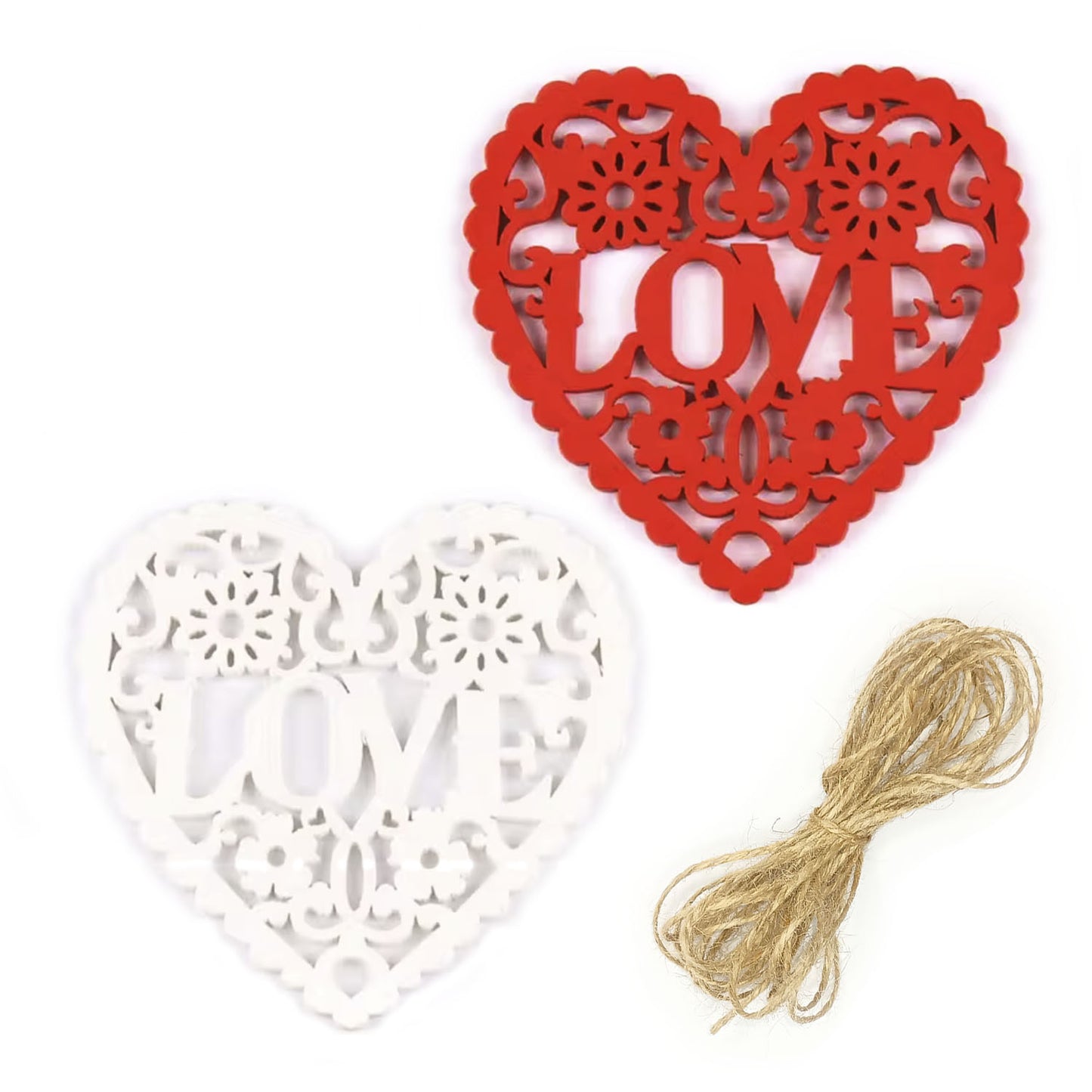 5/10pcs Wooden Hearts Painted Laser Cut Wooden Forms Love Theme 80mm Crafts Decorations