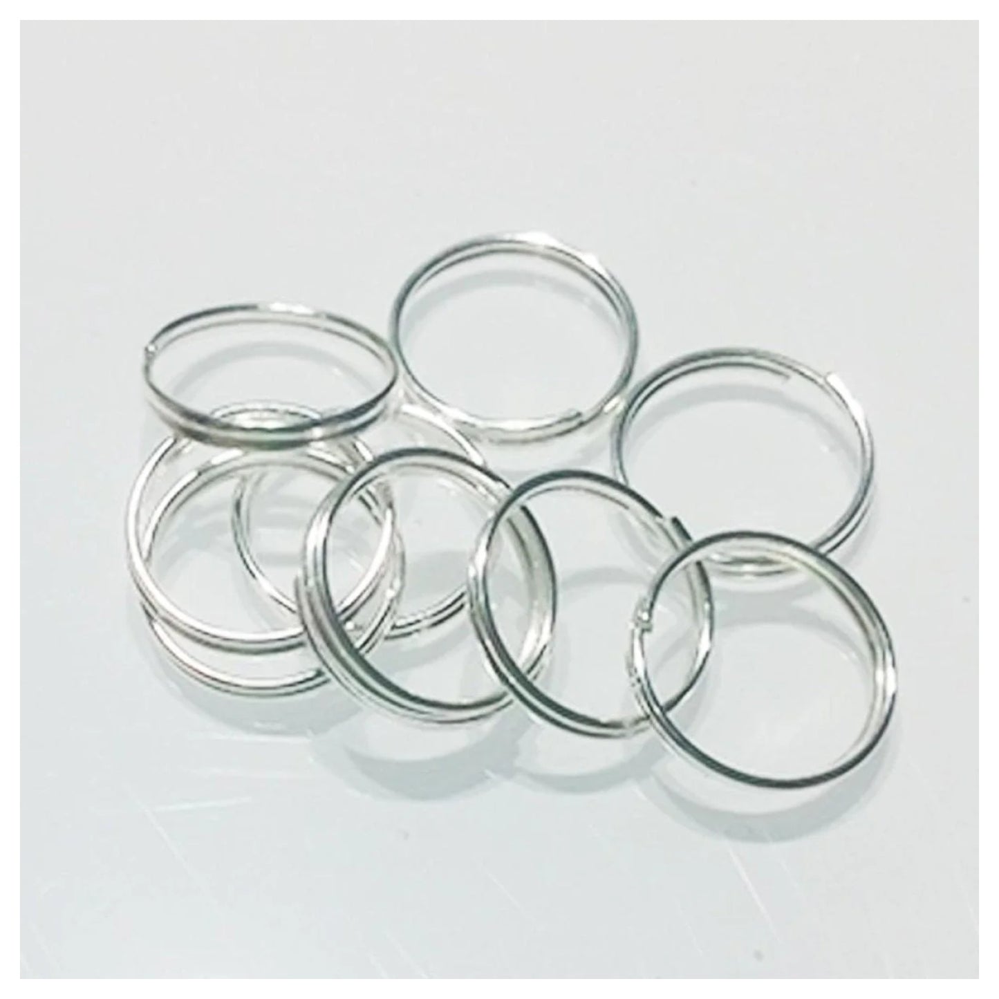 10x 8mm Light Silver Split Key Rings Small Keyrings Double Loop Fashion Single Key - - Asia Sell