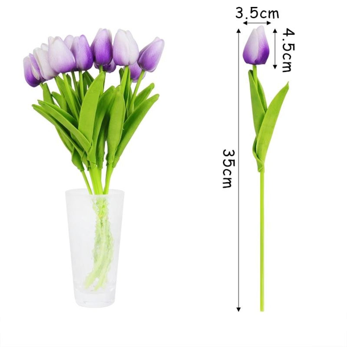 10x Artificial Tulips Flowers 35cm Stem Bouquet Fake Flower Wedding Bridal Decoration - Orange - Asia Sell