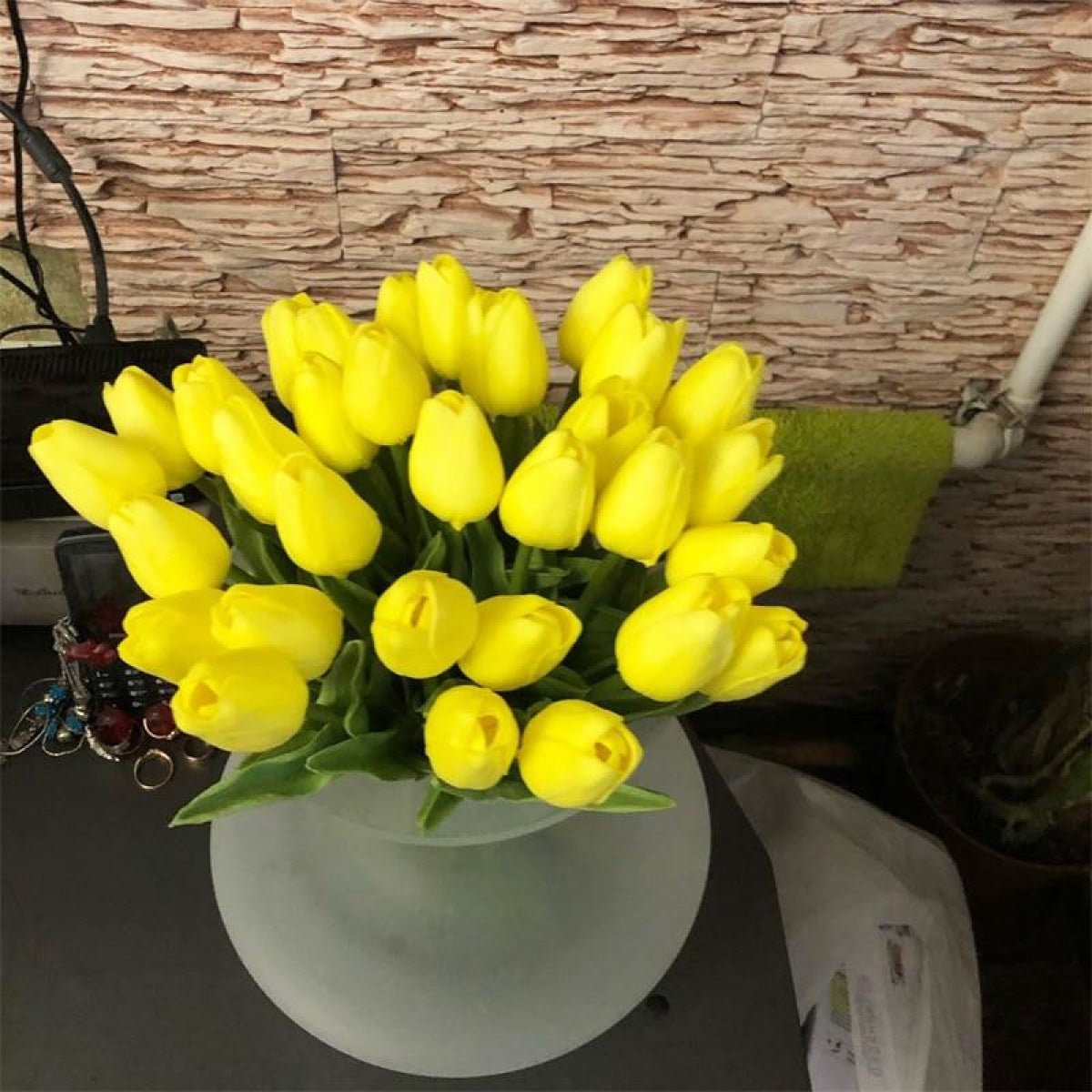 10x Artificial Tulips Flowers 35cm Stem Bouquet Fake Flower Wedding Bridal Decoration - Orange - Asia Sell
