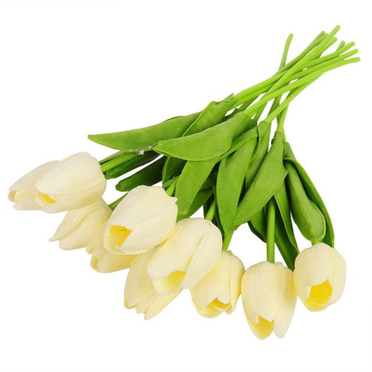 10x Artificial Tulips Flowers 35cm Stem Bouquet Fake Flower Wedding Bridal Decoration SET A - Dark White - Asia Sell
