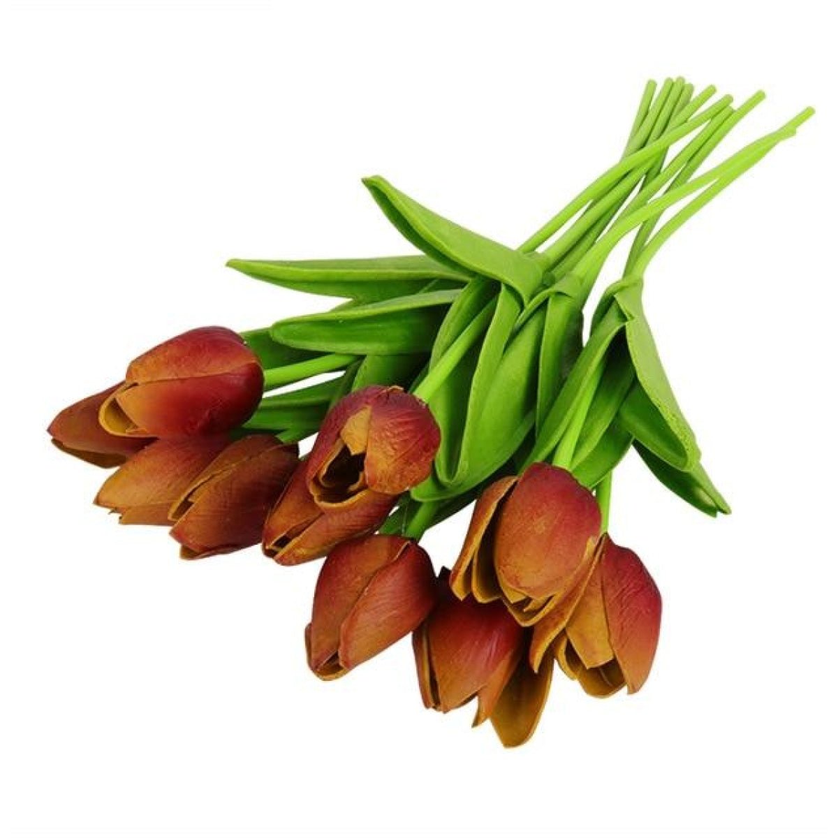 10x Artificial Tulips Flowers 35cm Stem Bouquet Fake Flower Wedding Bridal Decoration SET A - Orange Brown - Asia Sell