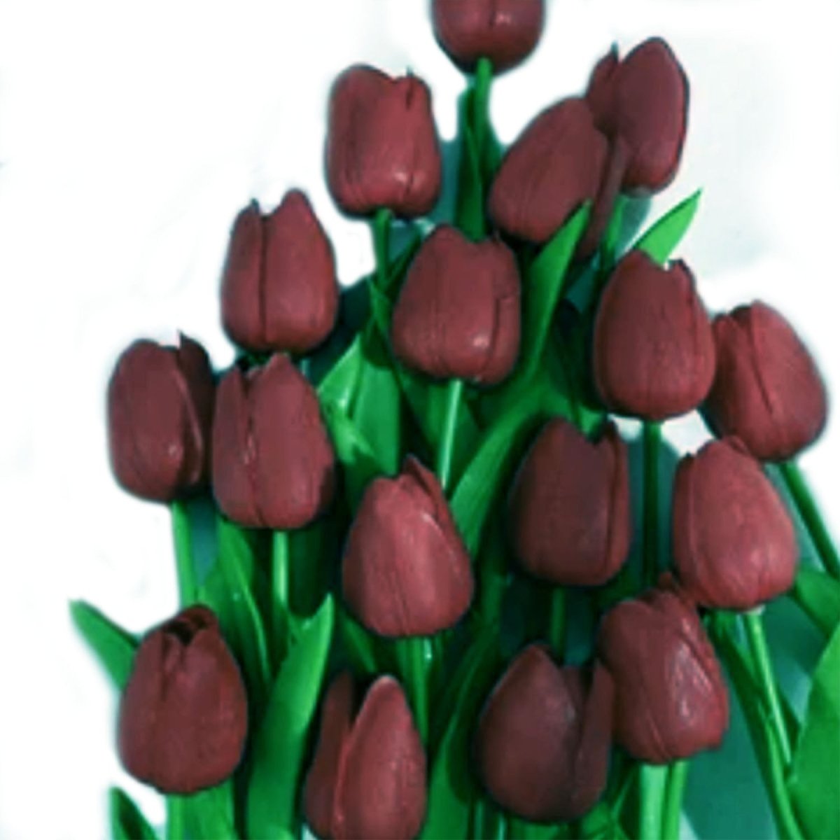 10x Artificial Tulips Flowers 35cm Stem Bouquet Fake Flower Wedding Bridal Decoration SET B - Burgundy - Asia Sell