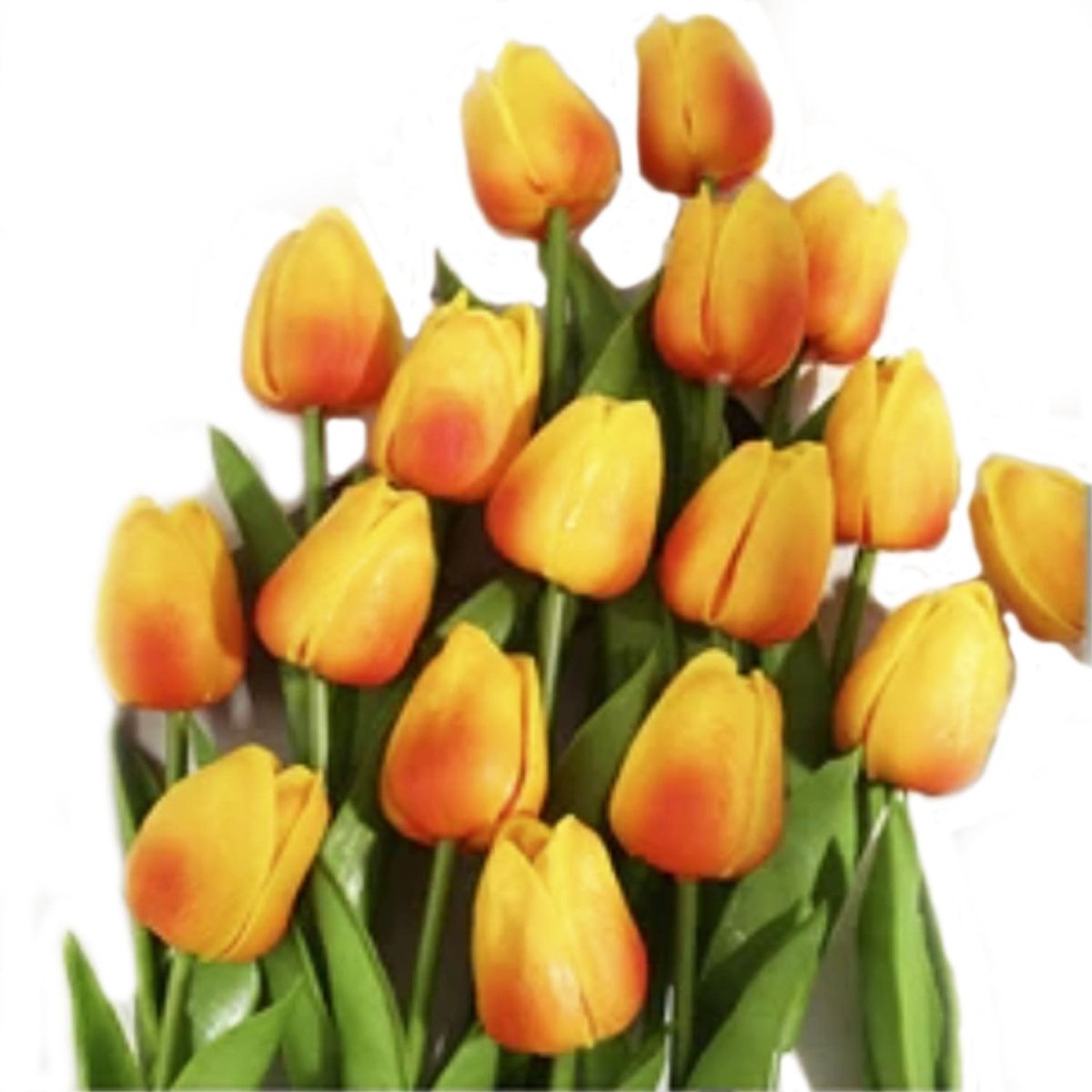 10x Artificial Tulips Flowers 35cm Stem Bouquet Fake Flower Wedding Bridal Decoration SET B - Yellow Orange 2 - Asia Sell