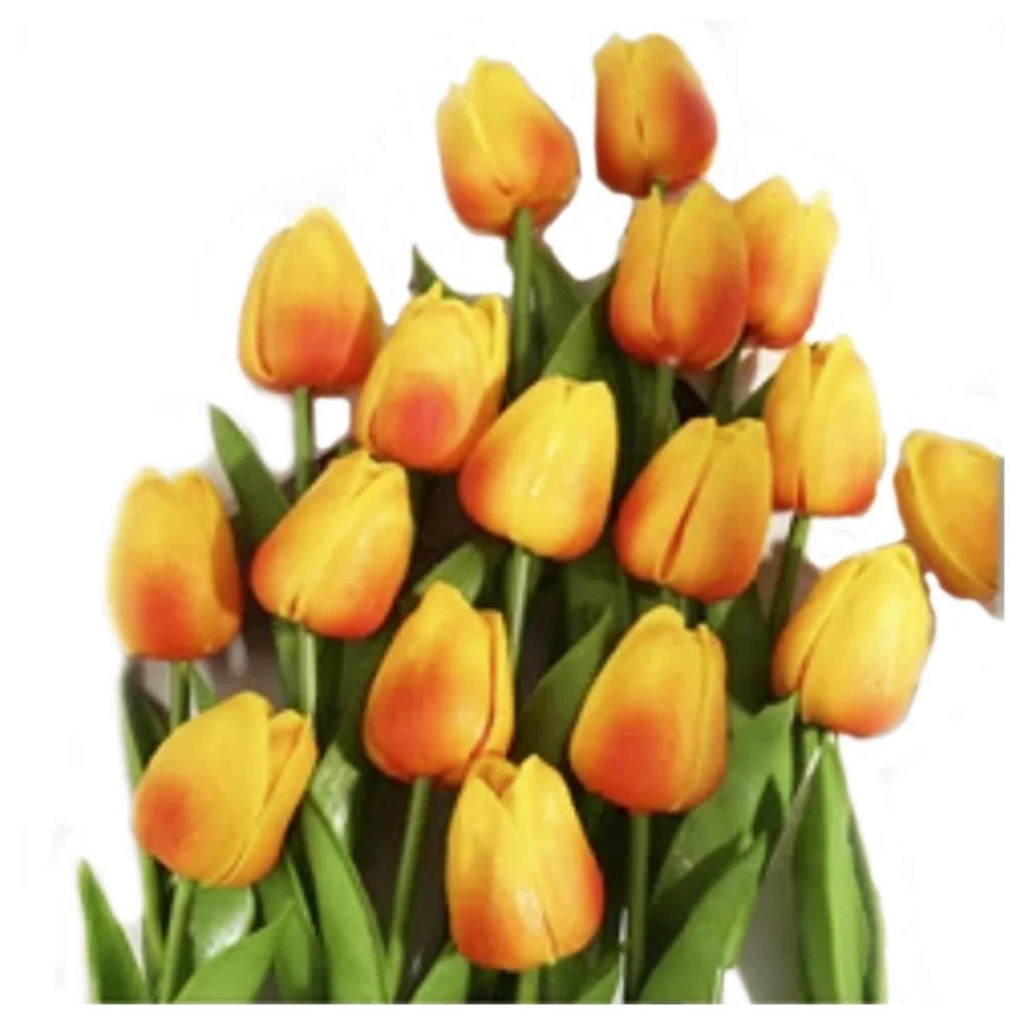 10x Artificial Tulips Flowers 35cm Stem Bouquet Fake Flower Wedding Bridal Decoration SET B - Yellow Orange 2 - Asia Sell