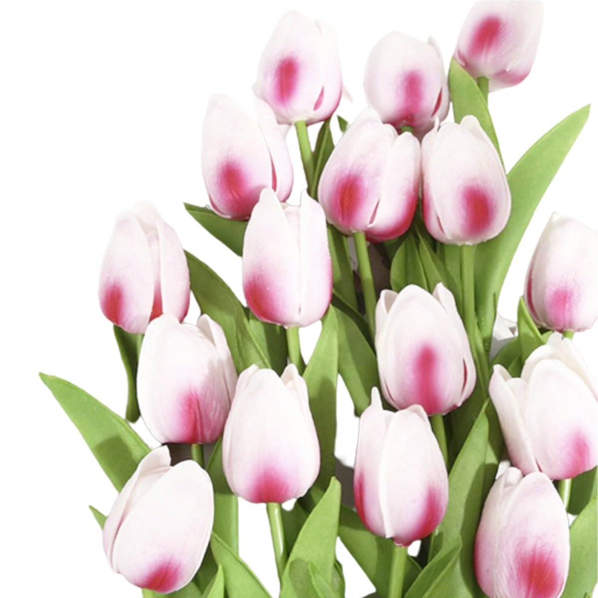 10x Artificial Tulips Flowers 35cm Stem Bouquet Fake Flower Wedding Bridal Decoration SET C - White Fuschia - Asia Sell