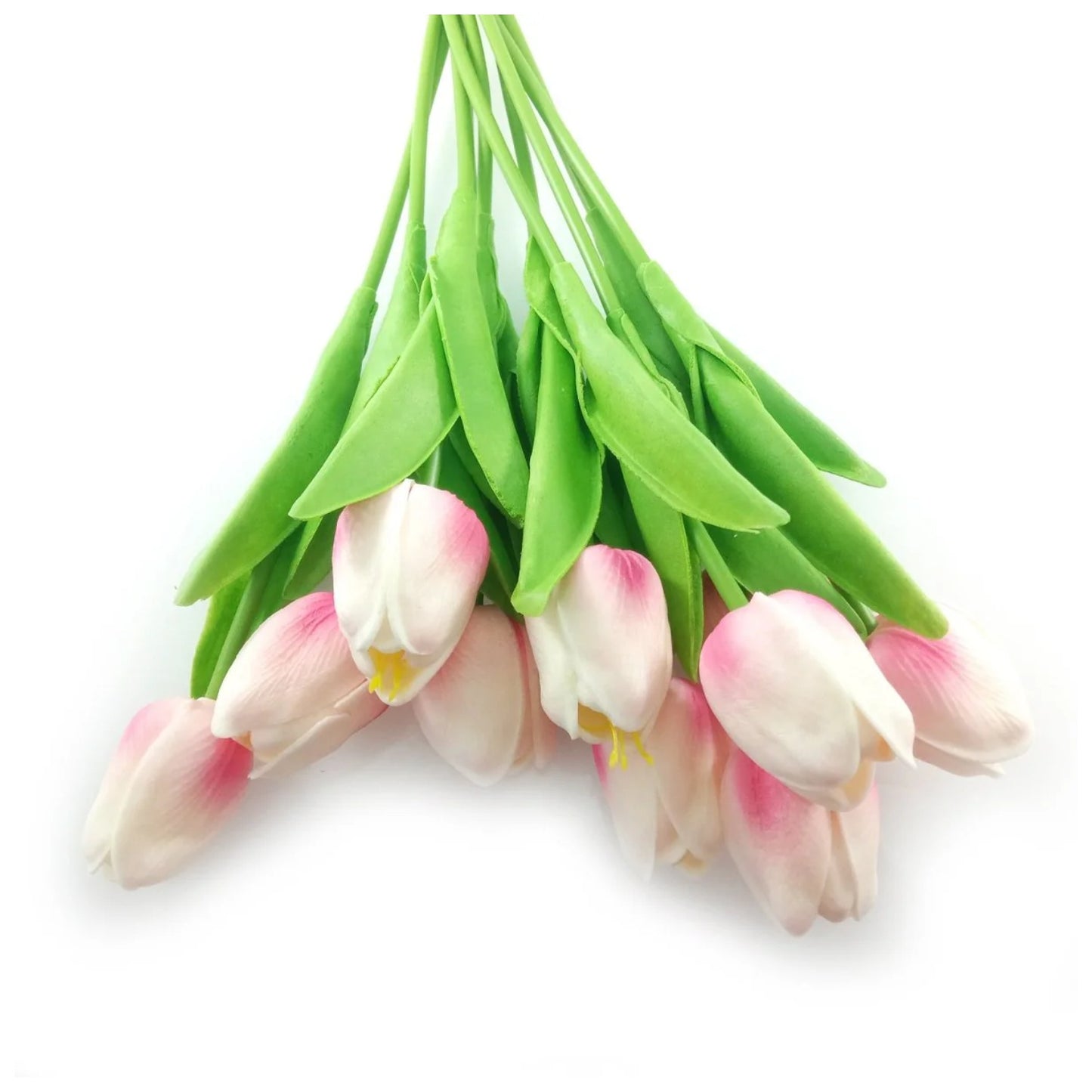 10x Artificial Tulips Flowers 35cm Stem Bouquet Fake Flower Wedding Bridal Decoration SET C - White Pink - Asia Sell