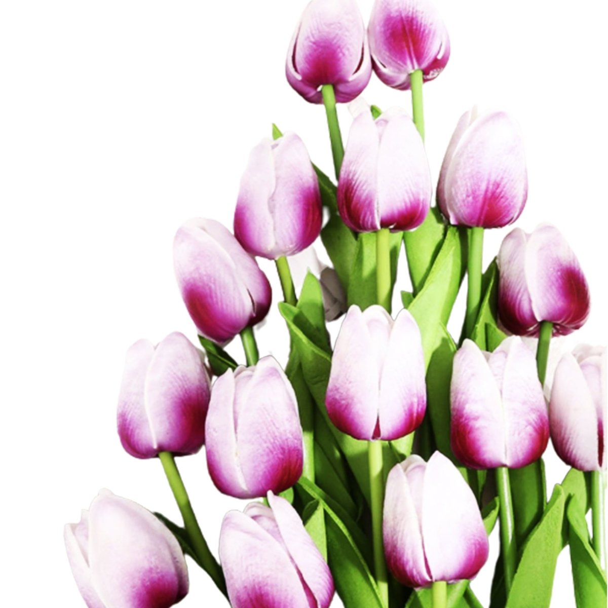 10x Artificial Tulips Flowers 35cm Stem Bouquet Fake Flower Wedding Bridal Decoration SET C - White Purple - Asia Sell