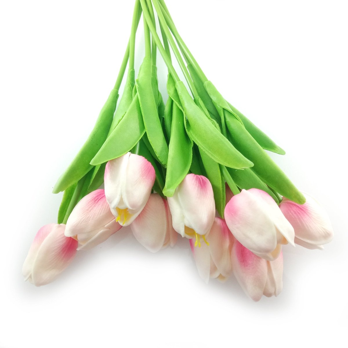 10x Artificial Tulips Flowers 35cm Stem Bouquet Fake Flower Wedding Bridal Decoration - White Pink - Asia Sell