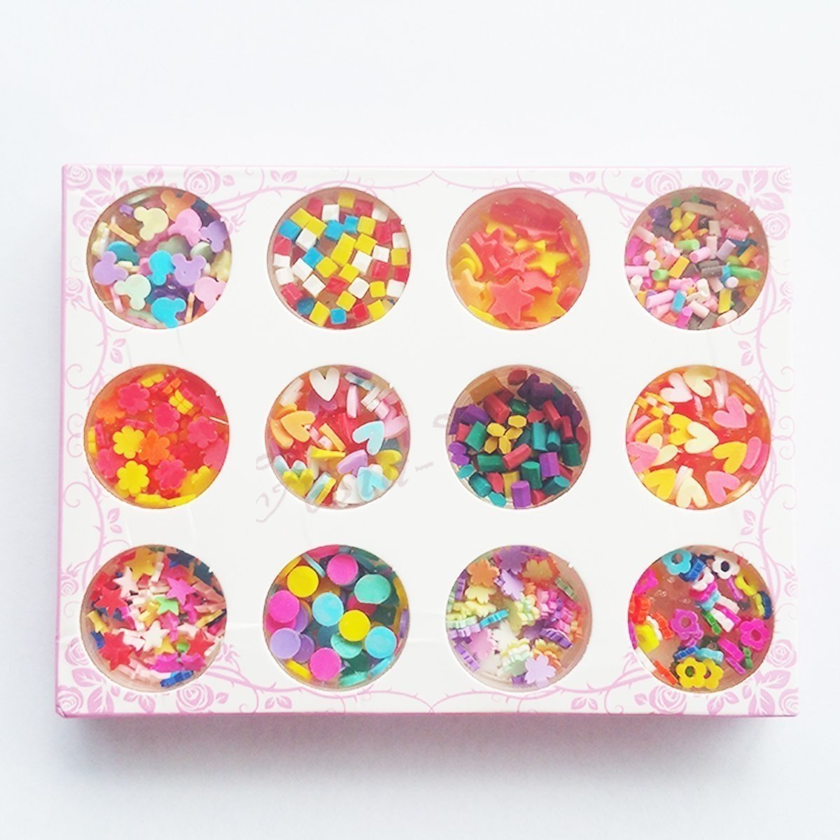 12 Jars DIY Slime Supplies Fruit Flower Slices Nail Art Tips Decoration Nails - Fruit slices - Asia Sell