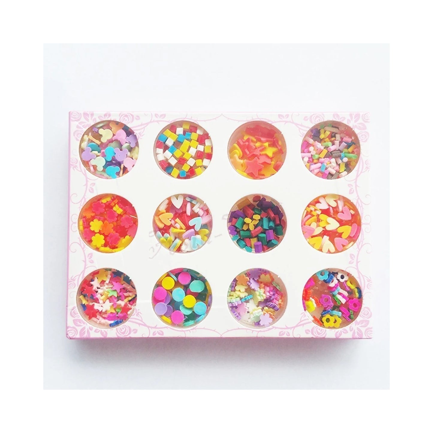 12 Jars DIY Slime Supplies Fruit Flower Slices Nail Art Tips Decoration Nails - Fruit slices - Asia Sell