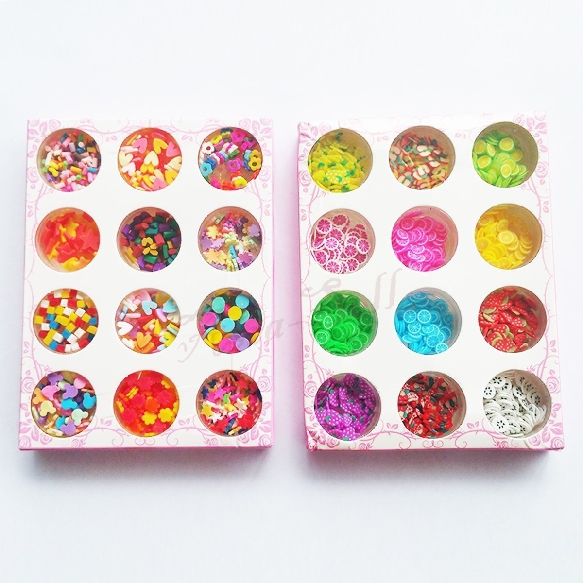 12 Jars DIY Slime Supplies Fruit Flower Slices Nail Art Tips Decoration Nails - Fruit slices - Asia Sell