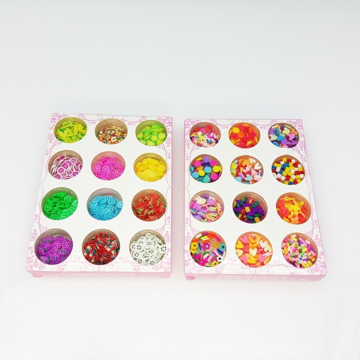 12 Jars DIY Slime Supplies Fruit Flower Slices Nail Art Tips Decoration Nails - Fruit slices - Asia Sell