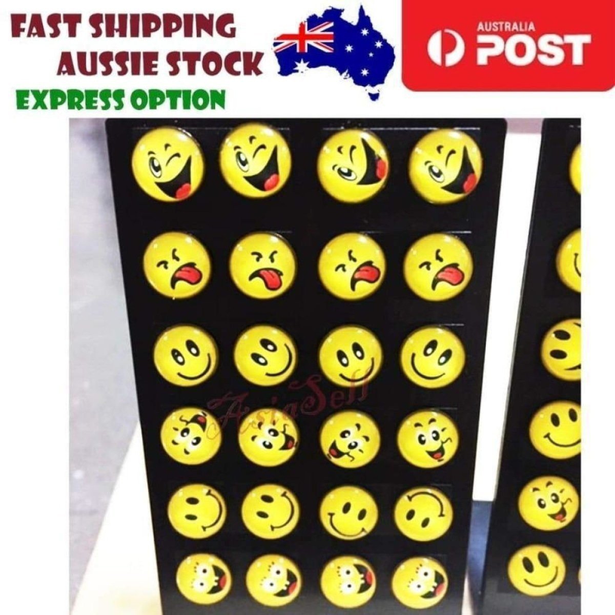 12 Pairs Cute Emoticon Smiley Face Furry Stud Earring Girls Fur Ball Earrings - Smiley 2 - - Asia Sell