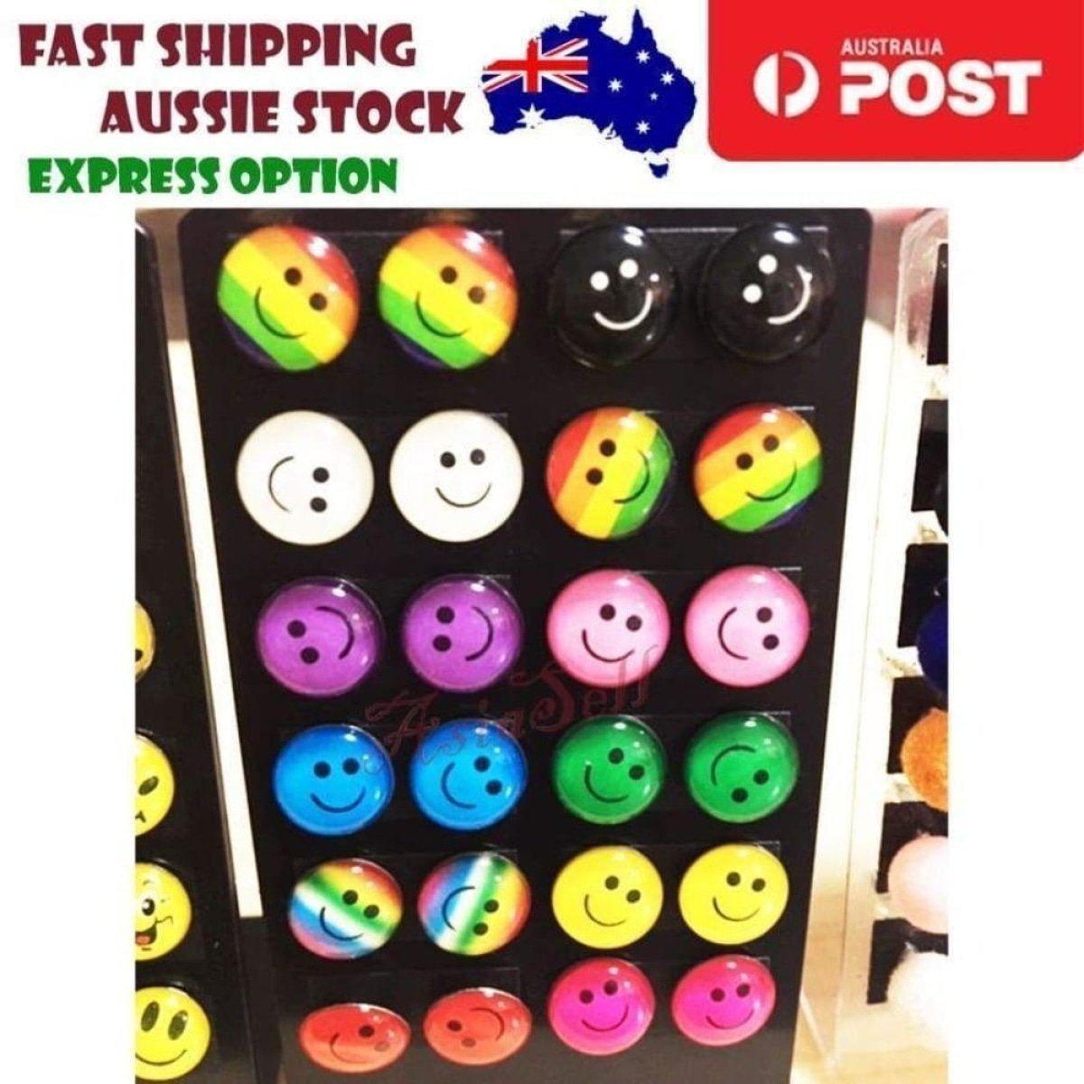 12 Pairs Cute Emoticon Smiley Face Furry Stud Earring Girls Fur Ball Earrings - Smiley 3 - Asia Sell