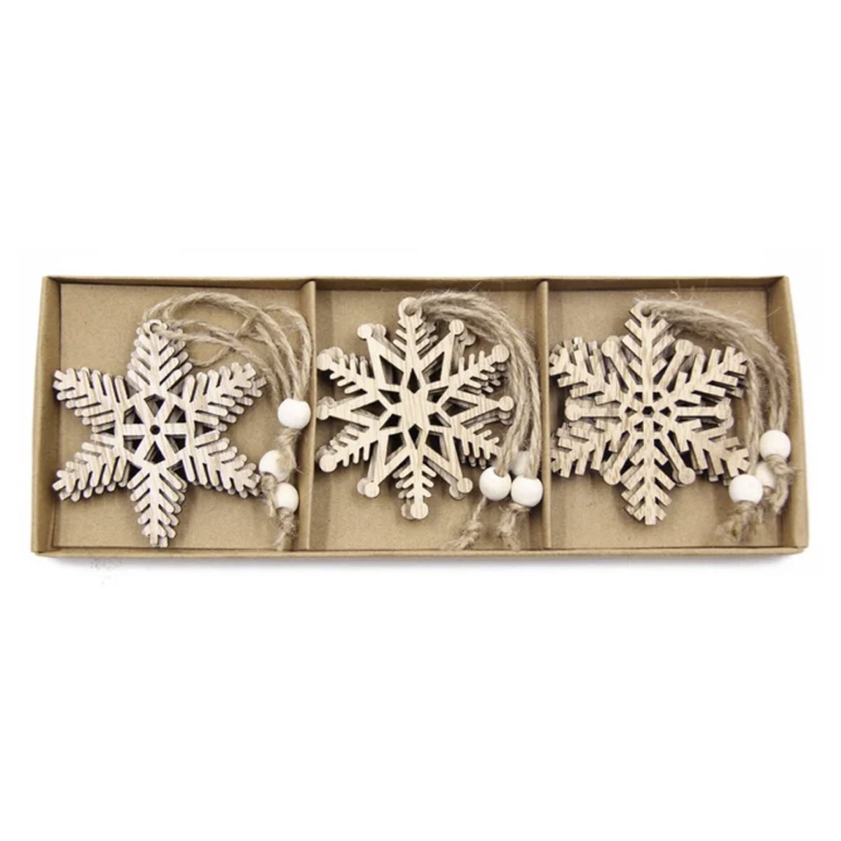 12pcs 75mm Wooden Stars Hearts Christmas Pendants Cardboard Storage Box Hanging Ornaments Xmas Tree Decorations Kids DIY Painting Crafts - Snowflakes - Asia Sell
