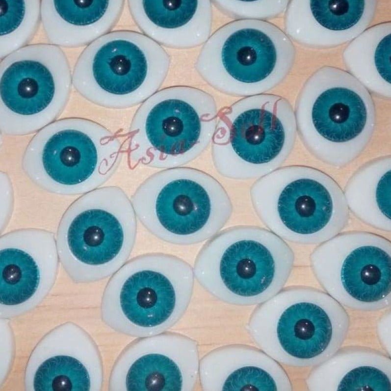 12pcs BLUE Oval Plastic Eyes 13mm x 10mm 7mm Iris Reborn Dolls Doll Eye Half - - Asia Sell
