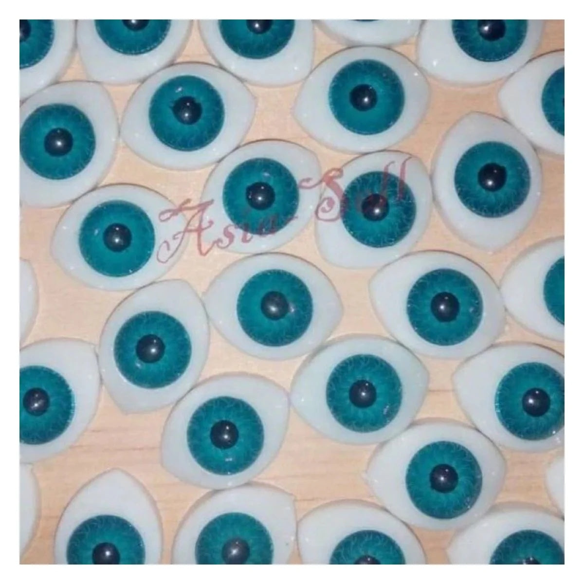 12pcs BLUE Oval Plastic Eyes 13mm x 10mm 7mm Iris Reborn Dolls Doll Eye Half - - Asia Sell