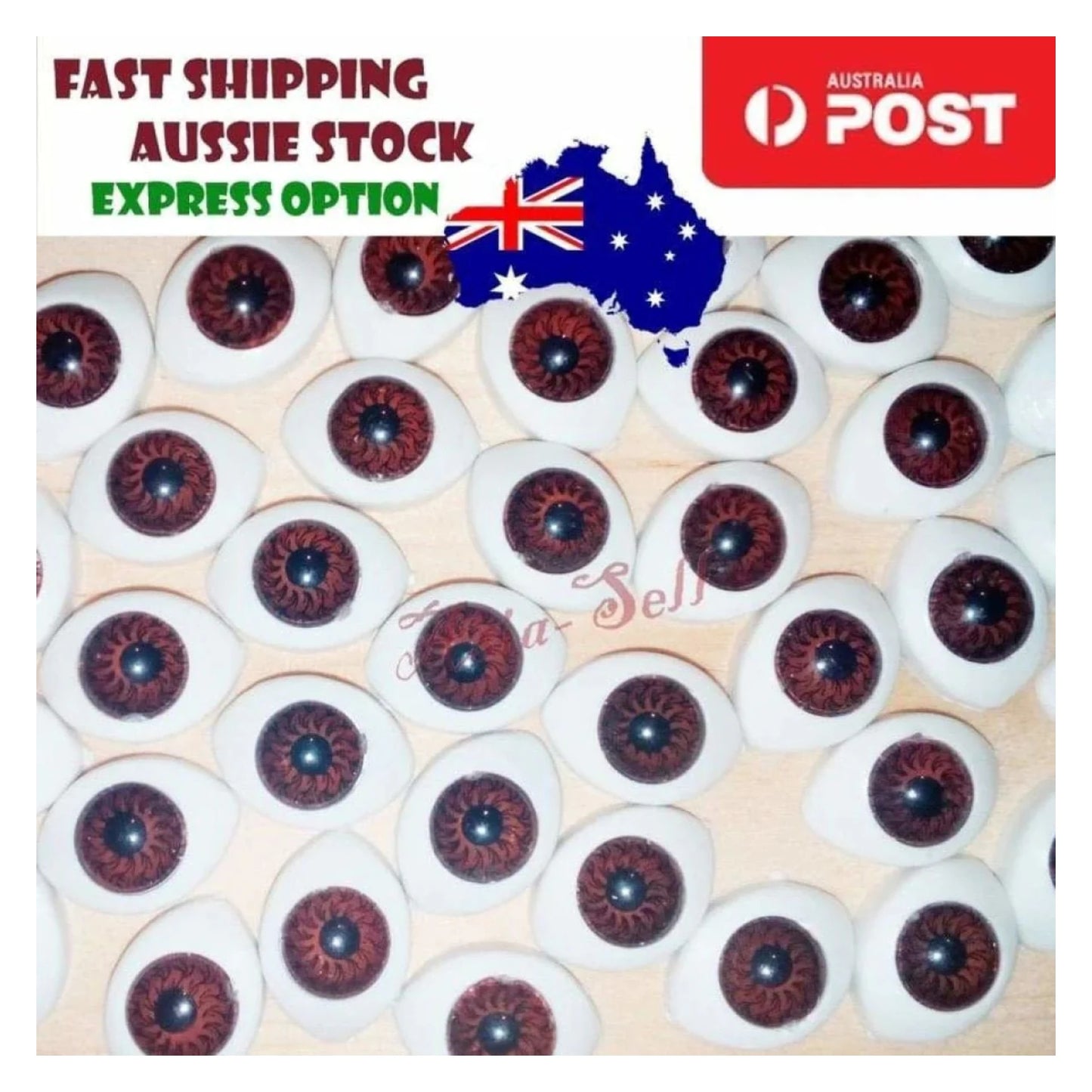 12pcs BROWN Oval Plastic Eyes 13 x 10mm 7mm Iris Porcelain Reborn Dolls Doll Half - - Asia Sell