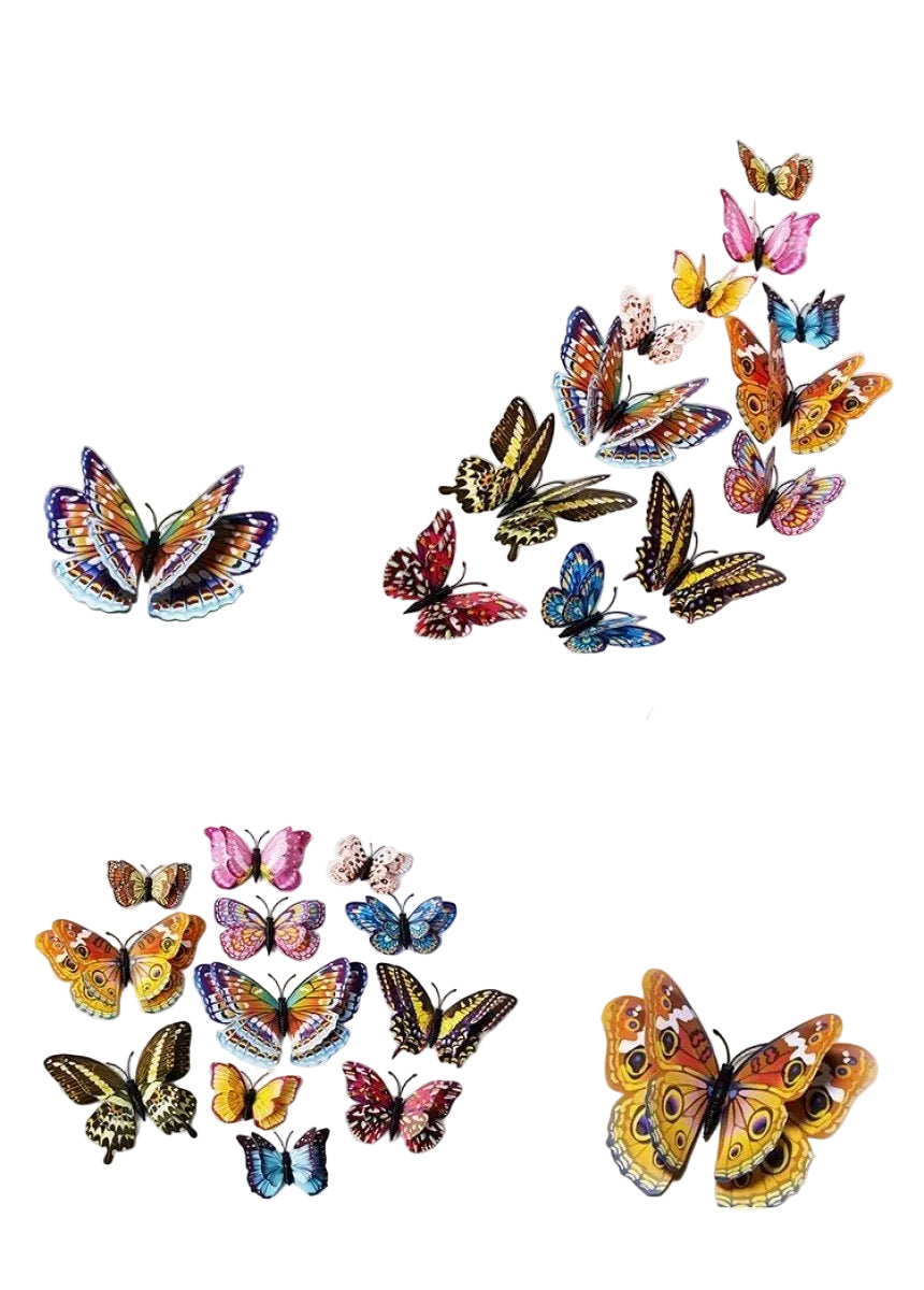 12pcs Glow in Dark Butterfly Magnetic Magnet 3D Double Wing Fridge Stickers - - Asia Sell