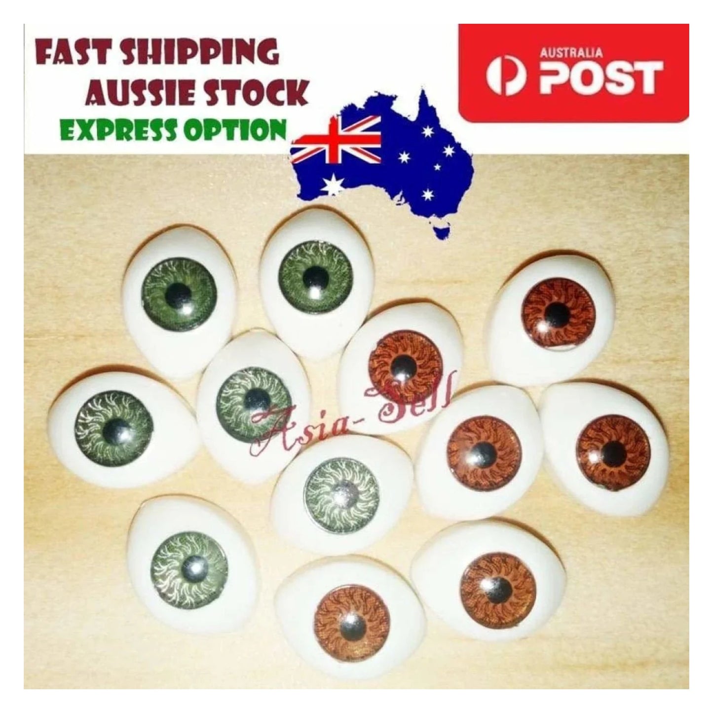 12pcs Oval Plastic Eyes 8mm x 12mm 5mm Iris Reborn Dolls Brown Doll 7.6 x 11.6mm Half - - Asia Sell